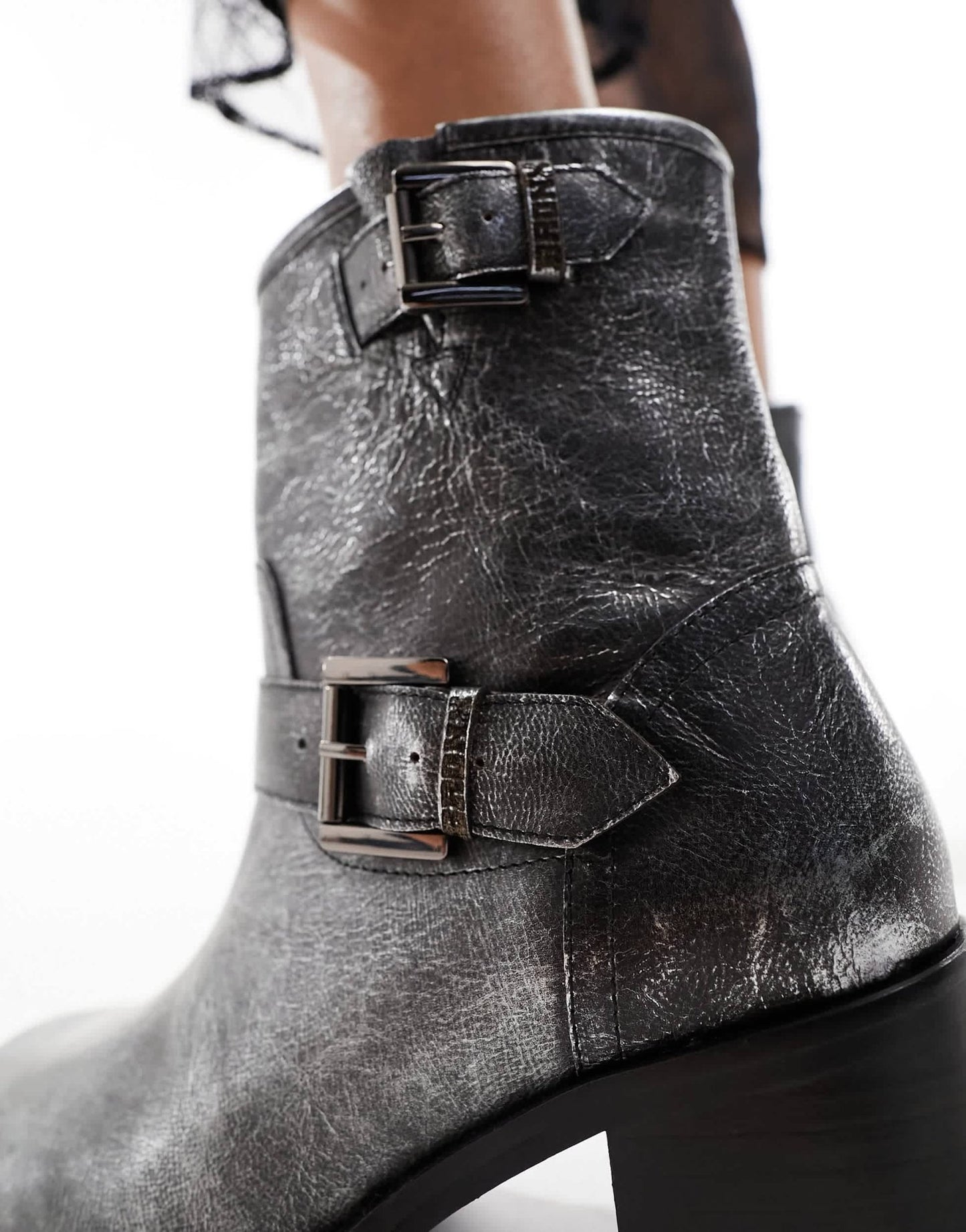 Bronx New Camperos biker ankle boots in gunmetal black - ASOS Sample Sale EU Store