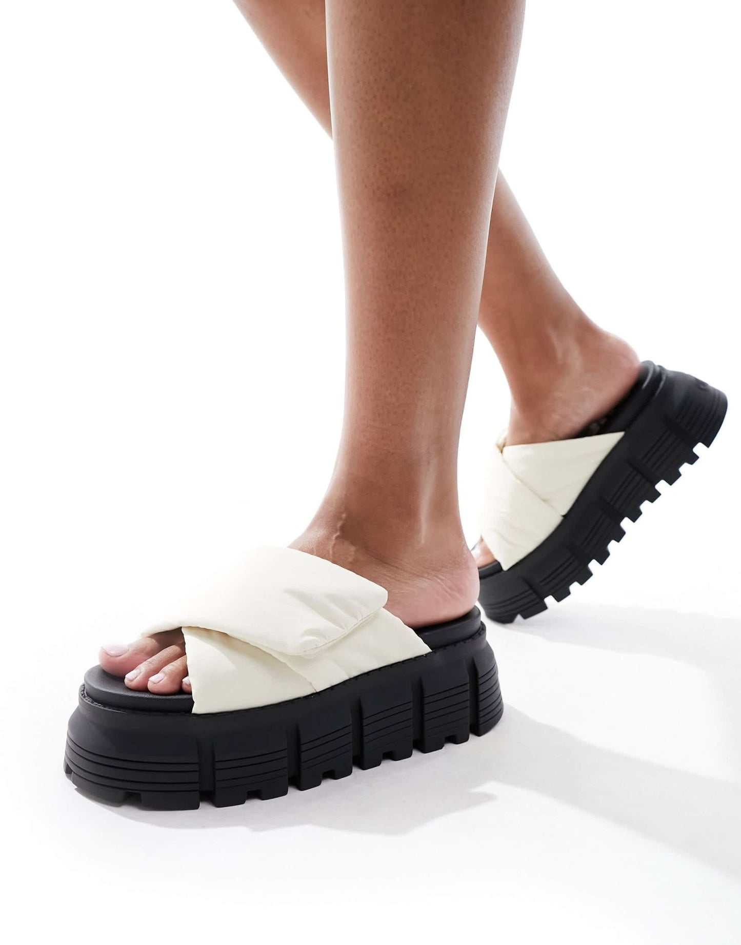 Buffalo Ava Velcross flat sandals in beige - ASOS Sample Sale EU Store