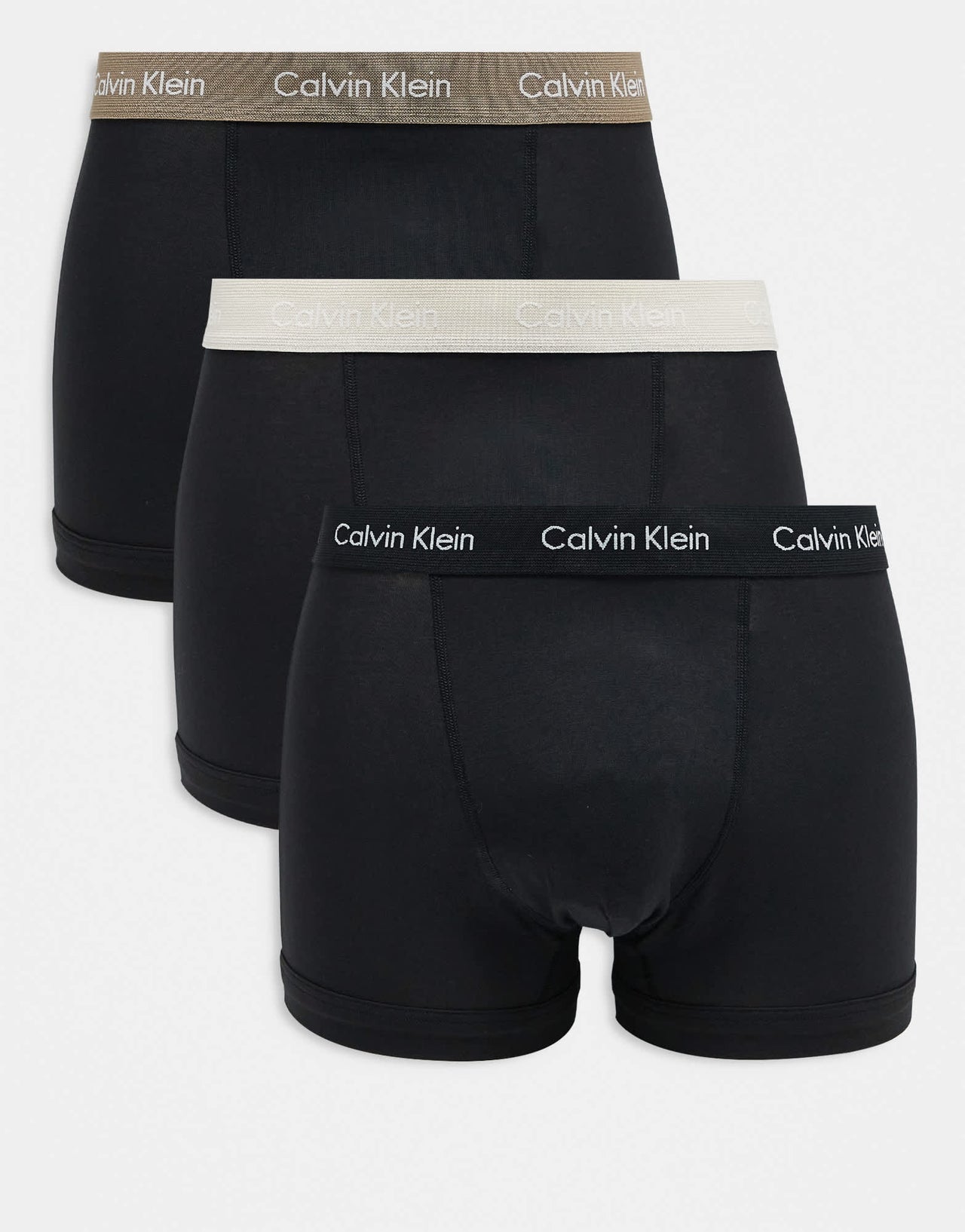 Calvin Klein 3 pack in black with beige waistbands - ASOS Exclusive - ASOS Sample Sale EU Store