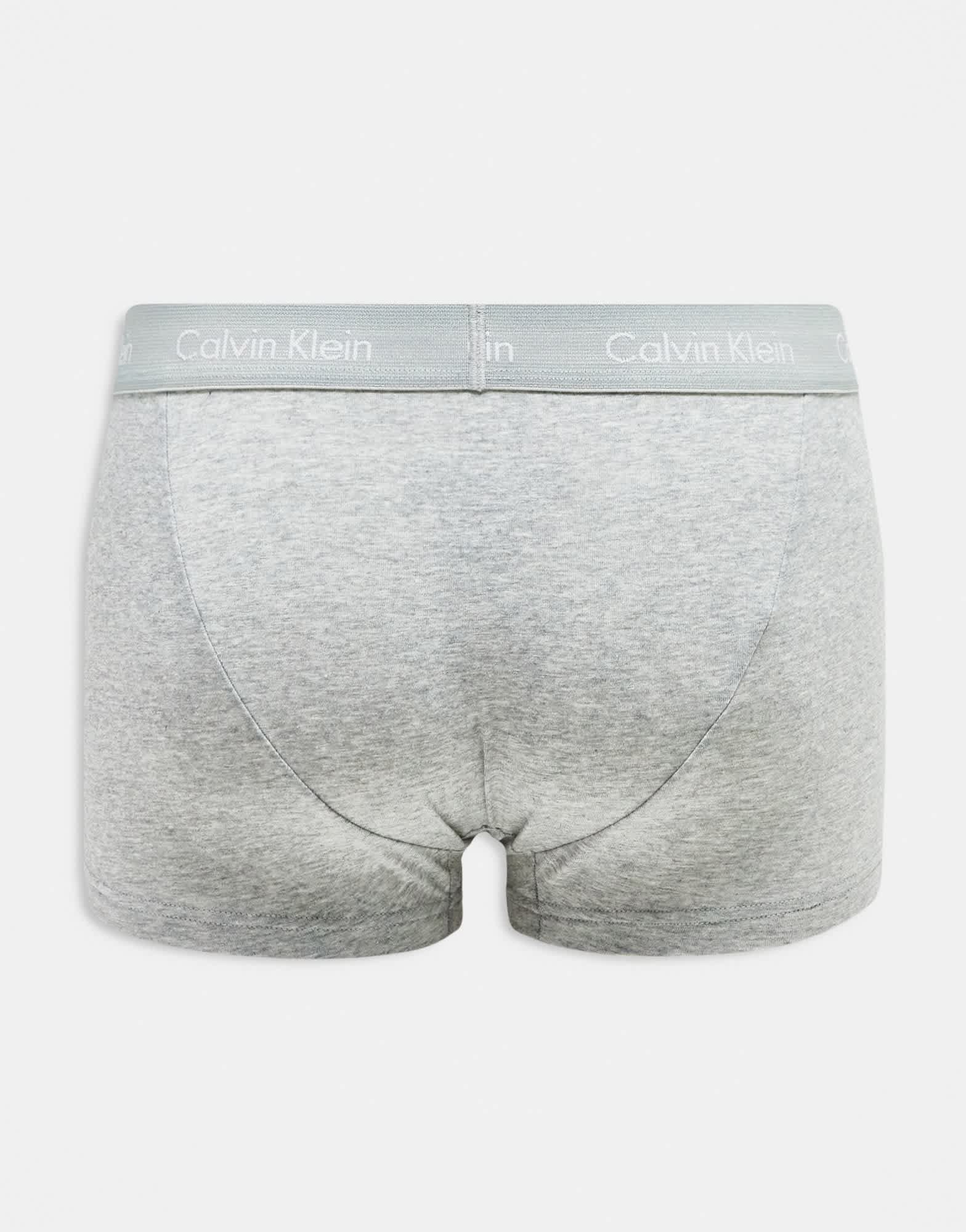 Calvin Klein 3 - pack low rise trunks in purple, grey and green - ASOS Sample Sale EU Store