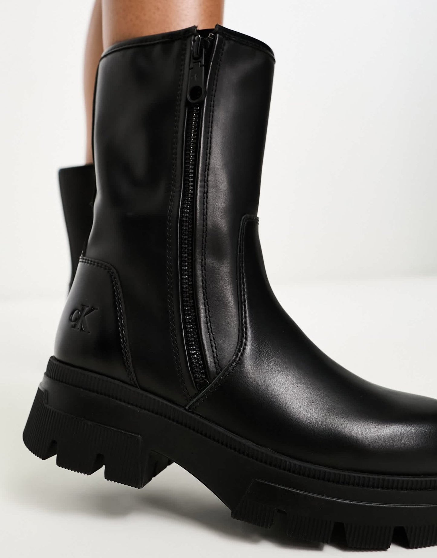 Calvin Klein chunky combat zip boots in black - ASOS Sample Sale EU Store