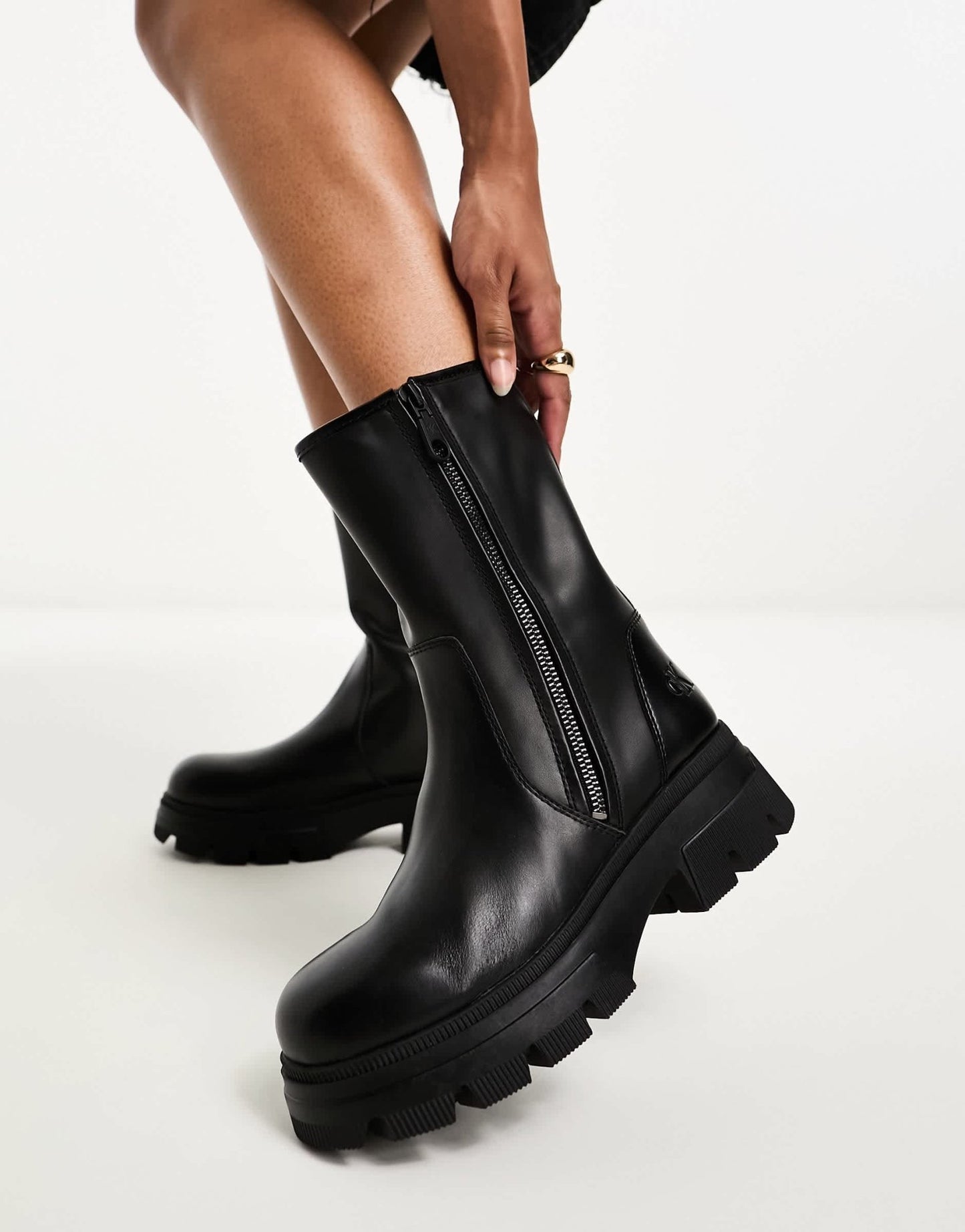 Calvin Klein chunky combat zip boots in black - ASOS Sample Sale EU Store