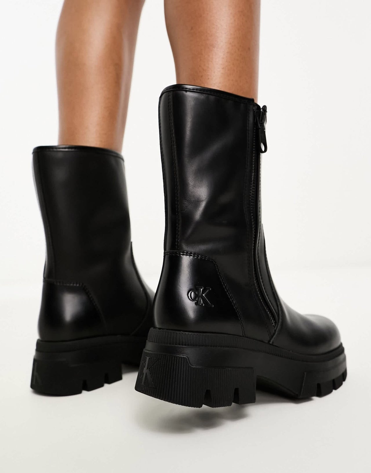 Calvin Klein chunky combat zip boots in black - ASOS Sample Sale EU Store