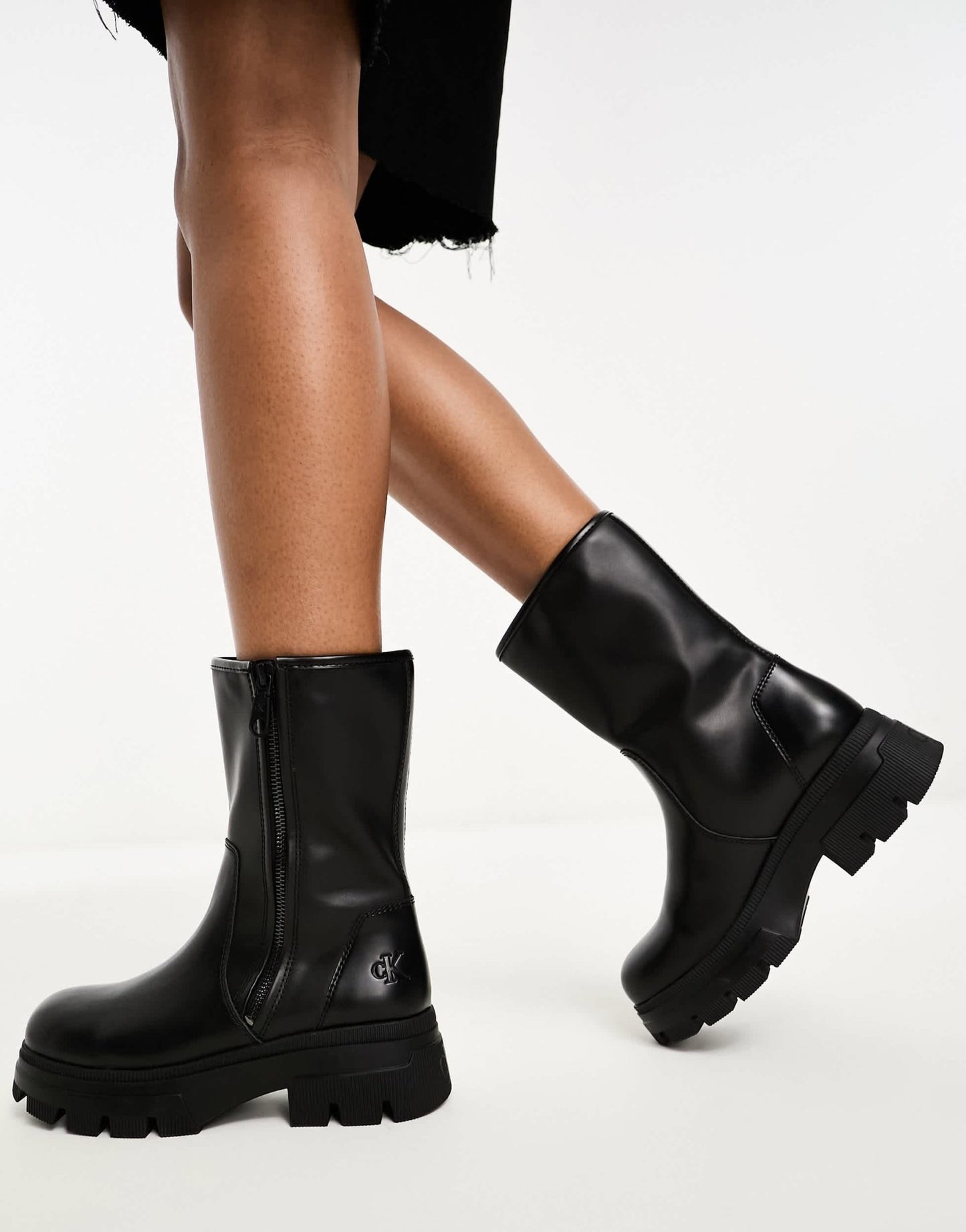 Calvin Klein chunky combat zip boots in black - ASOS Sample Sale EU Store