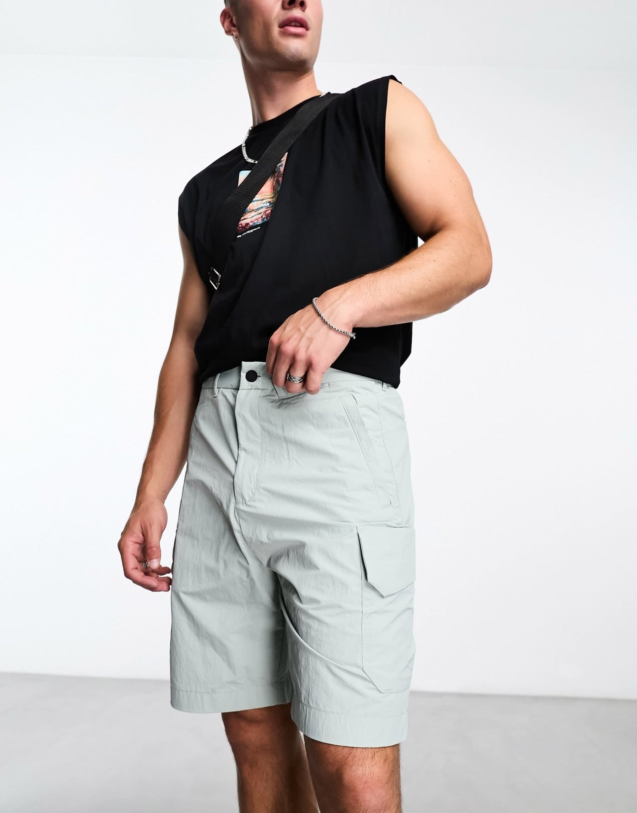 Calvin Klein crinkle cargo shorts in light grey - ASOS Sample Sale EU Store