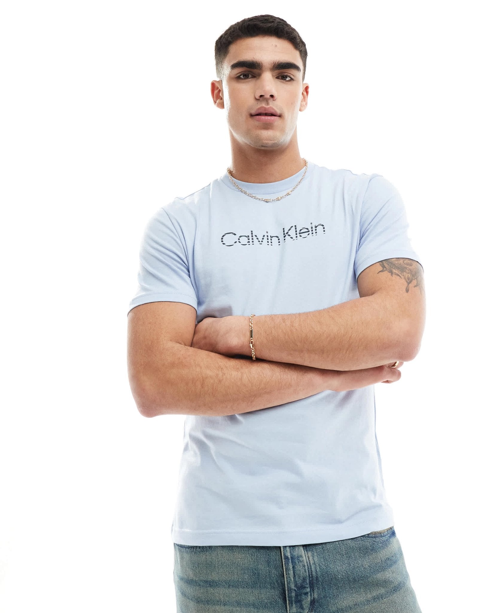 Calvin Klein degrade logo t-shirt in blue - ASOS Sample Sale EU Store