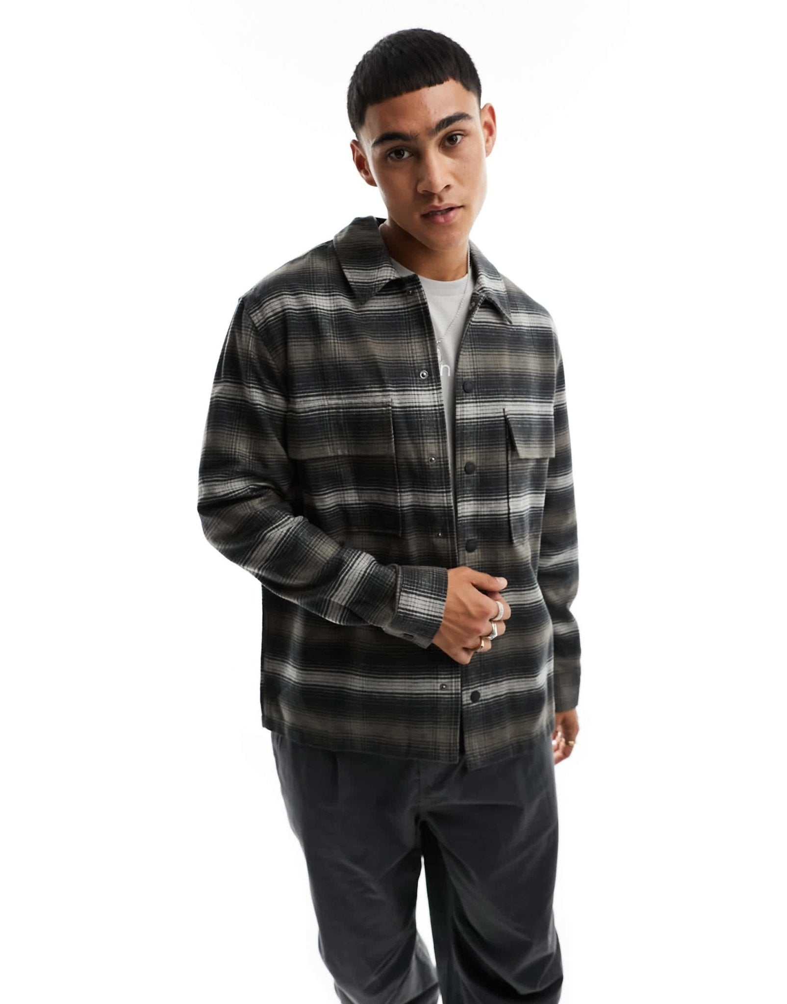 Calvin Klein flannel check overshirt in black - ASOS Sample Sale EU Store