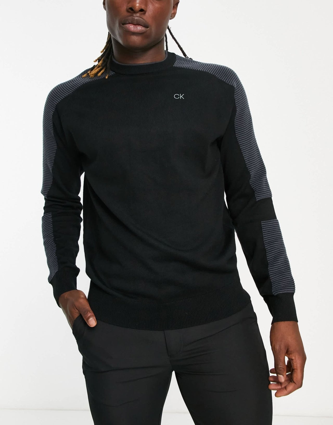 Calvin Klein golf sweatshirt with rib detail in black - ASOS Sample Sale EU Store