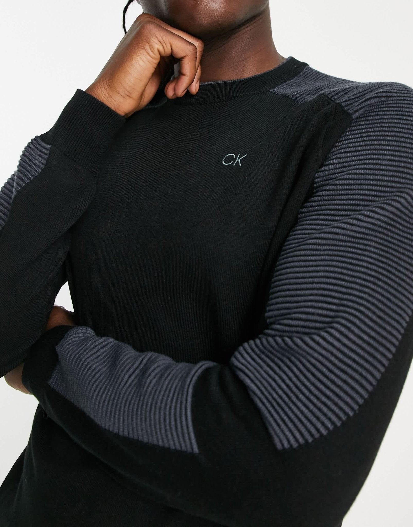 Calvin Klein golf sweatshirt with rib detail in black - ASOS Sample Sale EU Store
