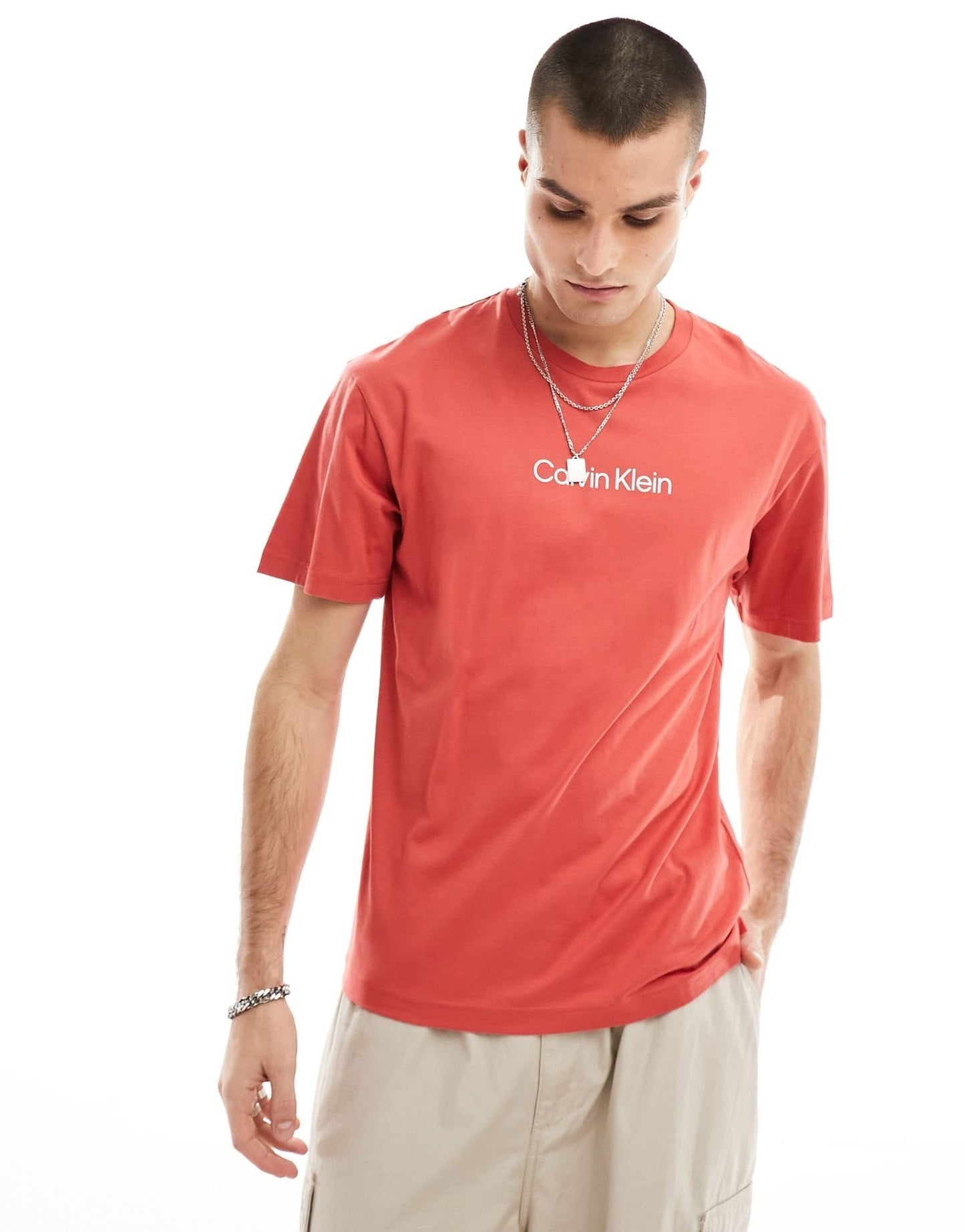 Calvin Klein hero logo comfort t-shirt in red - ASOS Sample Sale EU Store