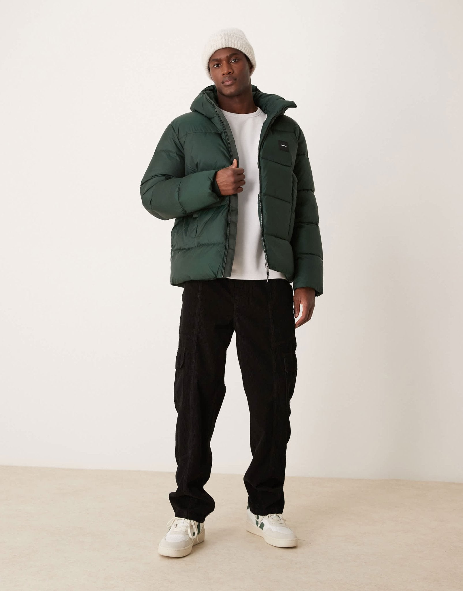 Calvin Klein hooded quilt puffer jacket in mid green - ASOS Sample Sale EU Store