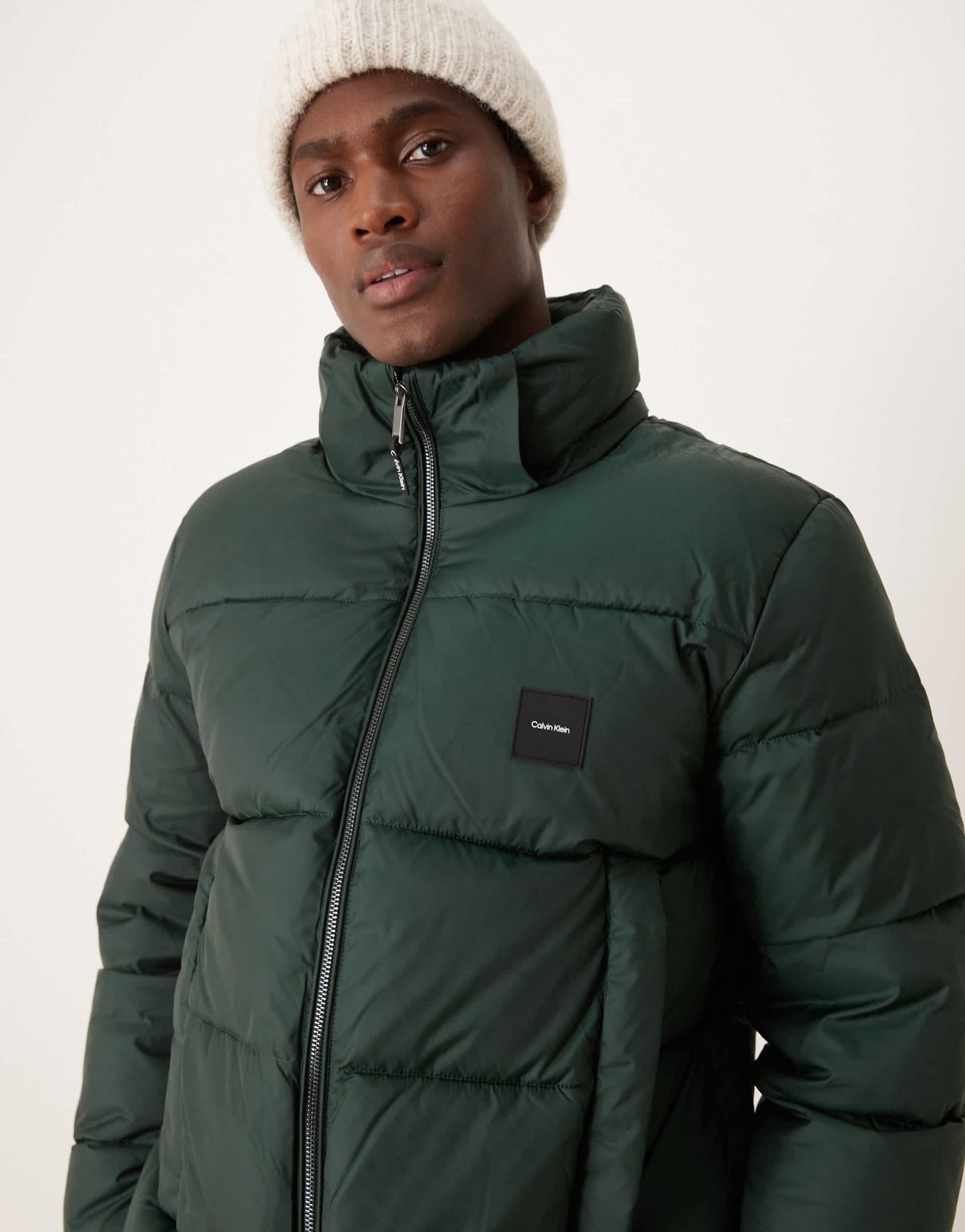 Calvin Klein hooded quilt puffer jacket in mid green - ASOS Sample Sale EU Store