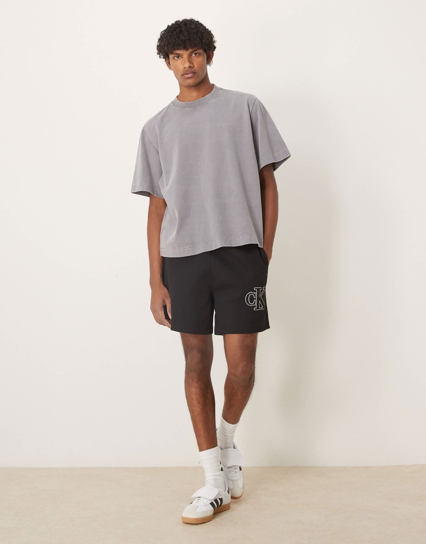 Calvin Klein Jeans applique logo knitted shorts in black - ASOS Sample Sale EU Store