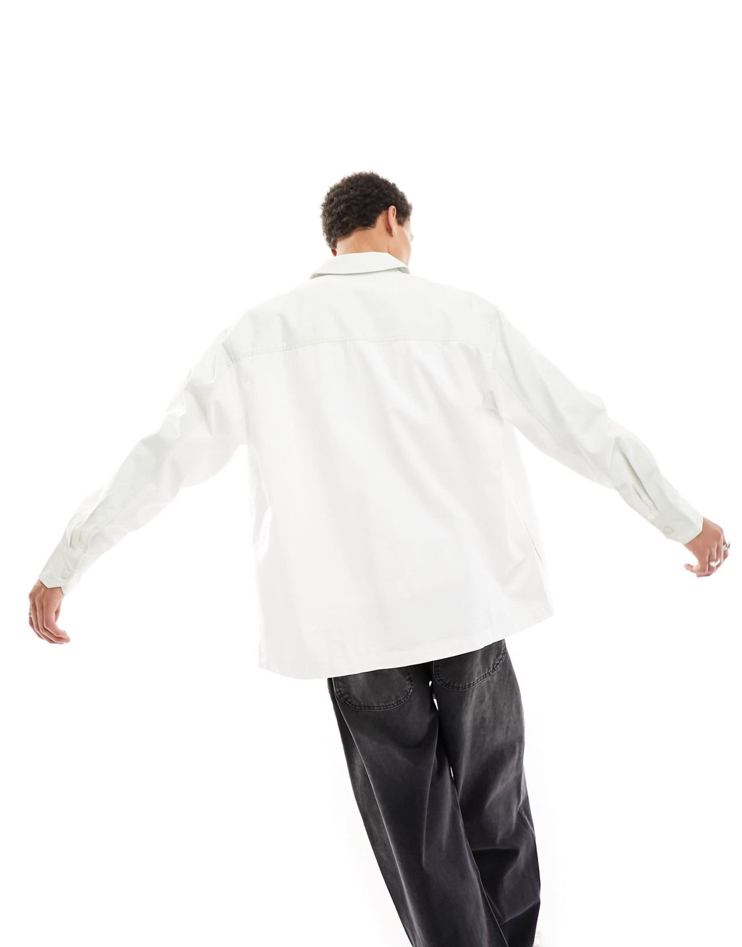 Calvin Klein Jeans badge blocking overshirt in white wash - ASOS Sample Sale EU Store