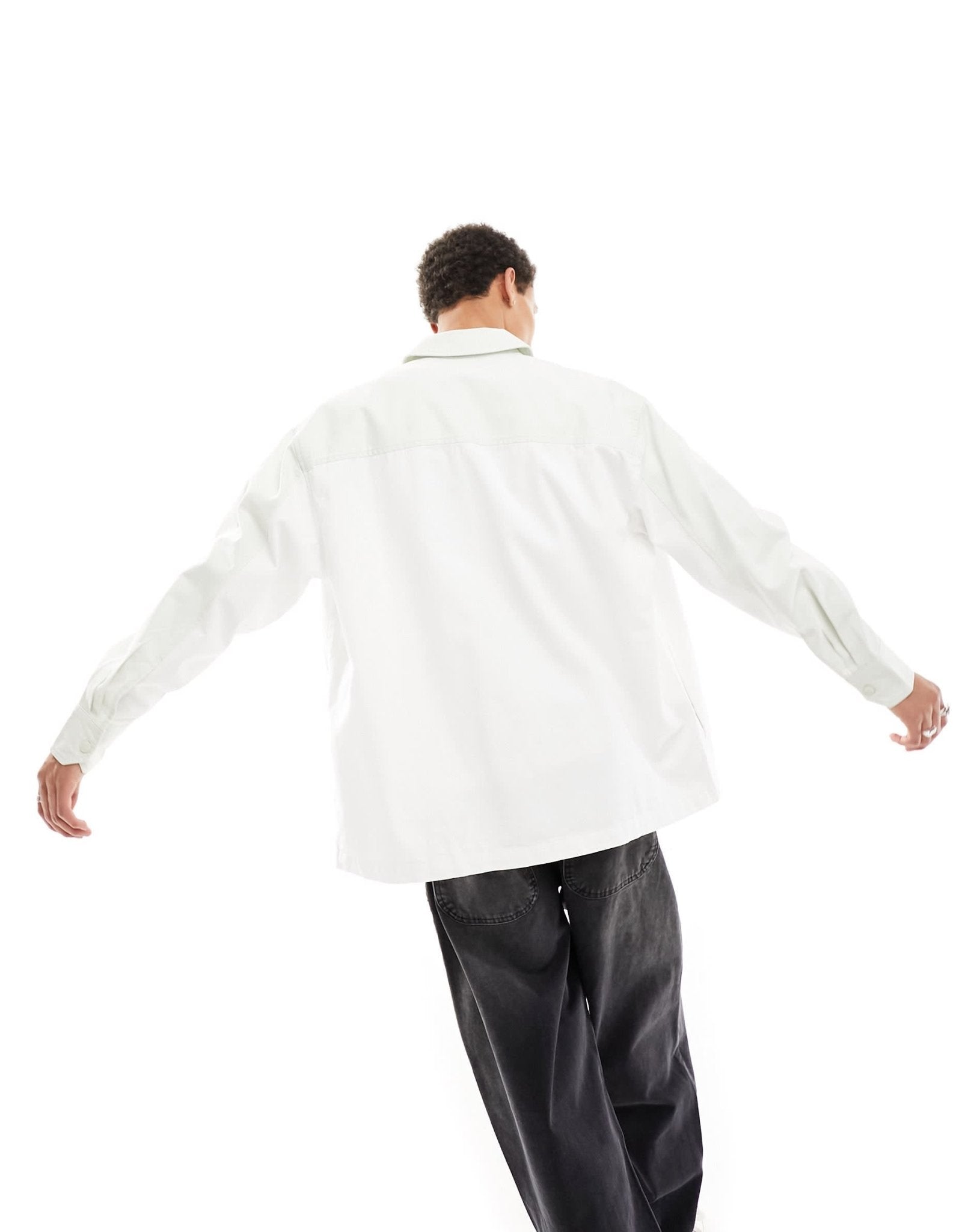 Calvin Klein Jeans badge blocking overshirt in white wash - ASOS Sample Sale EU Store