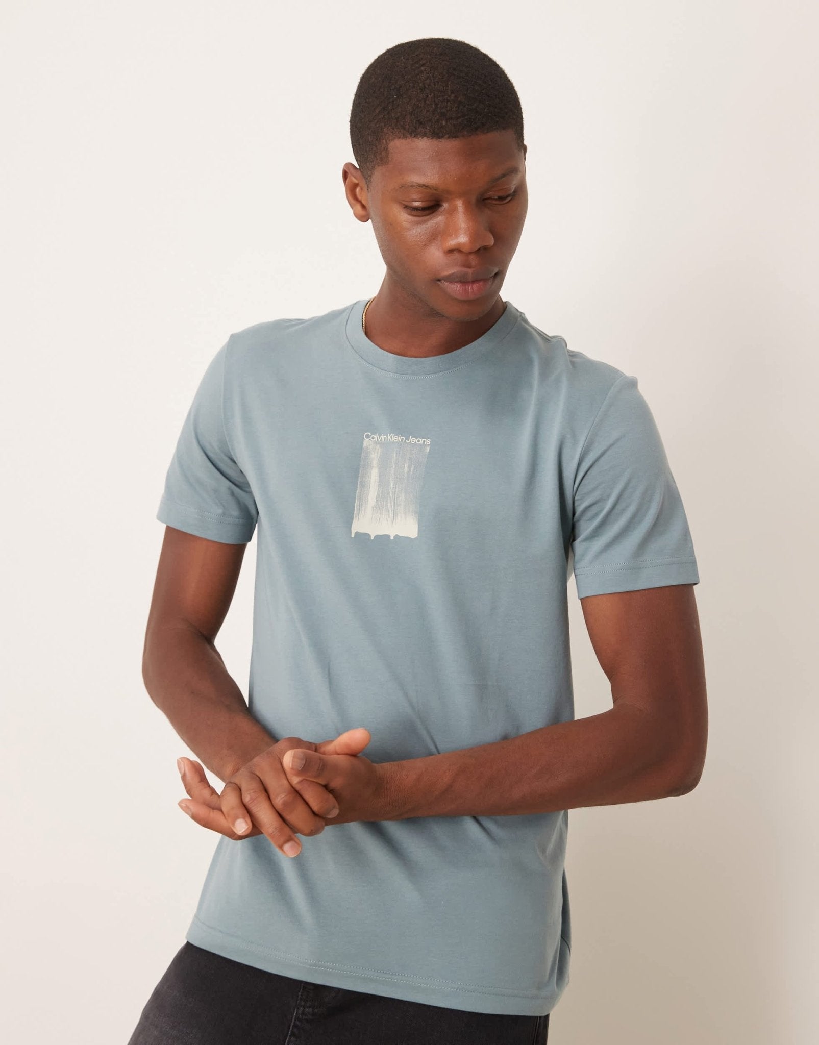 Calvin Klein Jeans brush stroke graphic t-shirt in mint green - ASOS Sample Sale EU Store