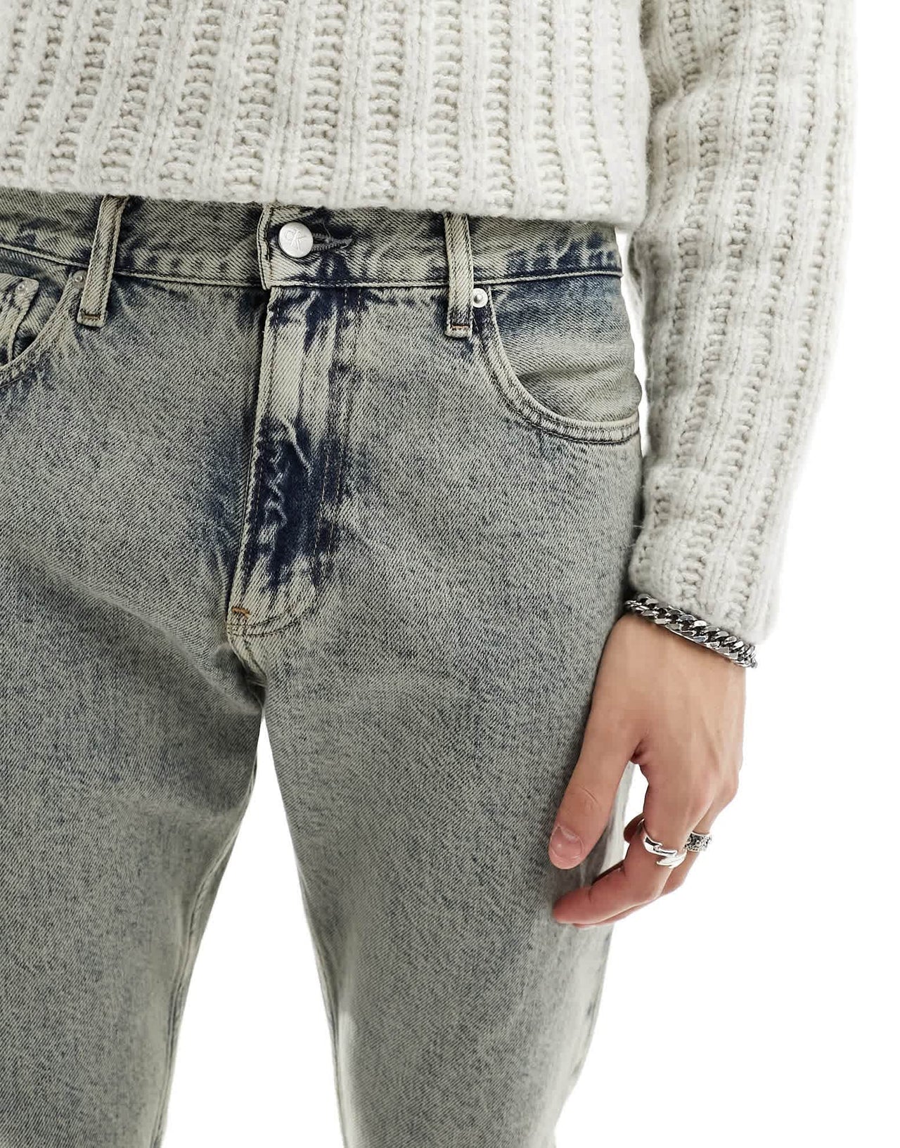 Calvin Klein Jeans co - ord authentic straight leg jeans in mid acid wash - ASOS Sample Sale EU Store