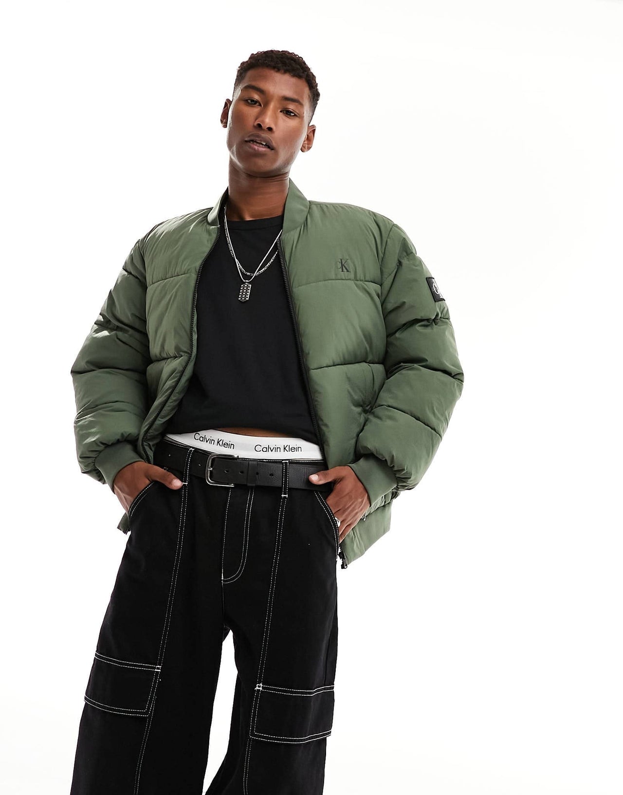 Calvin Klein Jeans commercial bomber jacket in thyme green - ASOS Sample Sale EU Store