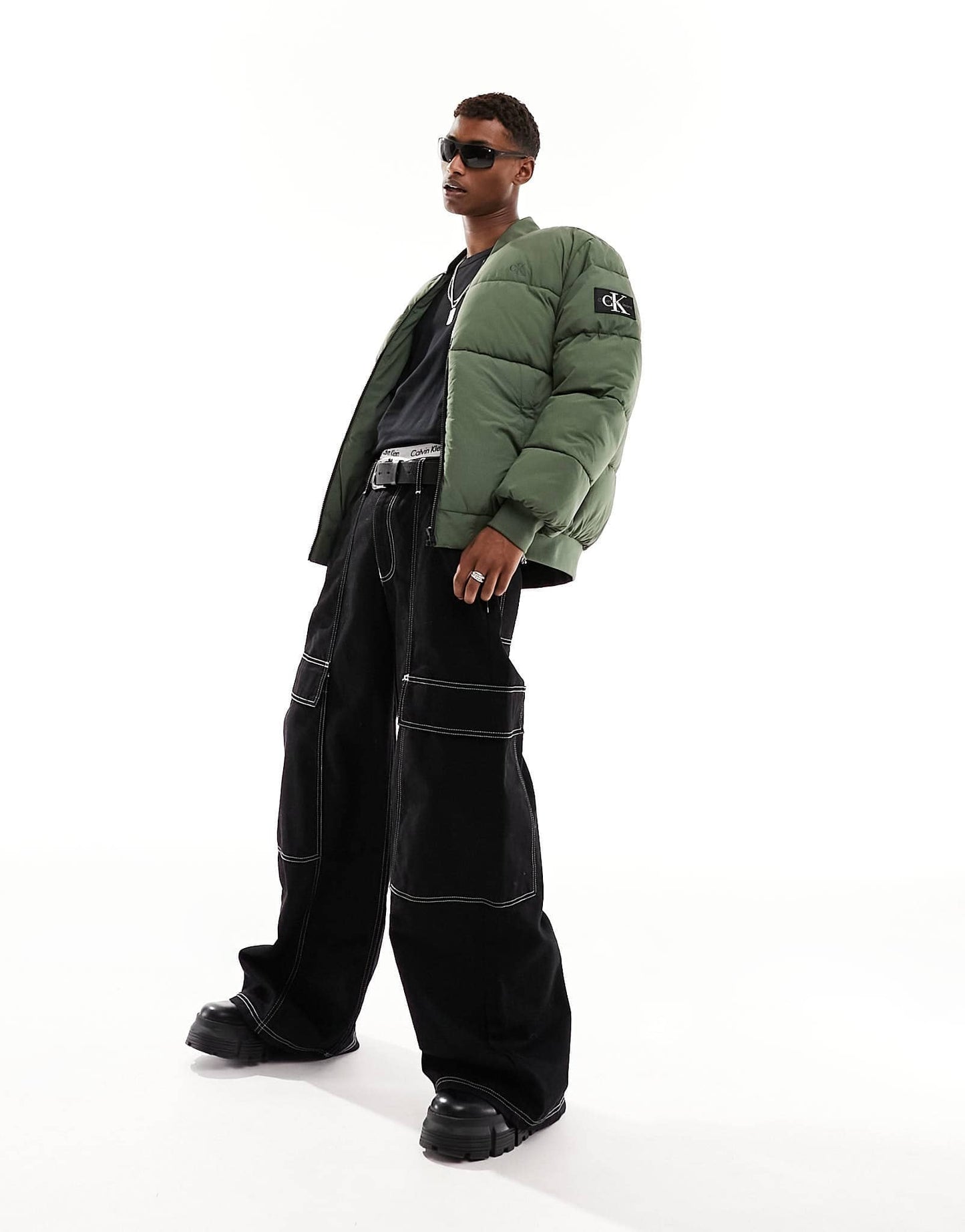 Calvin Klein Jeans commercial bomber jacket in thyme green - ASOS Sample Sale EU Store