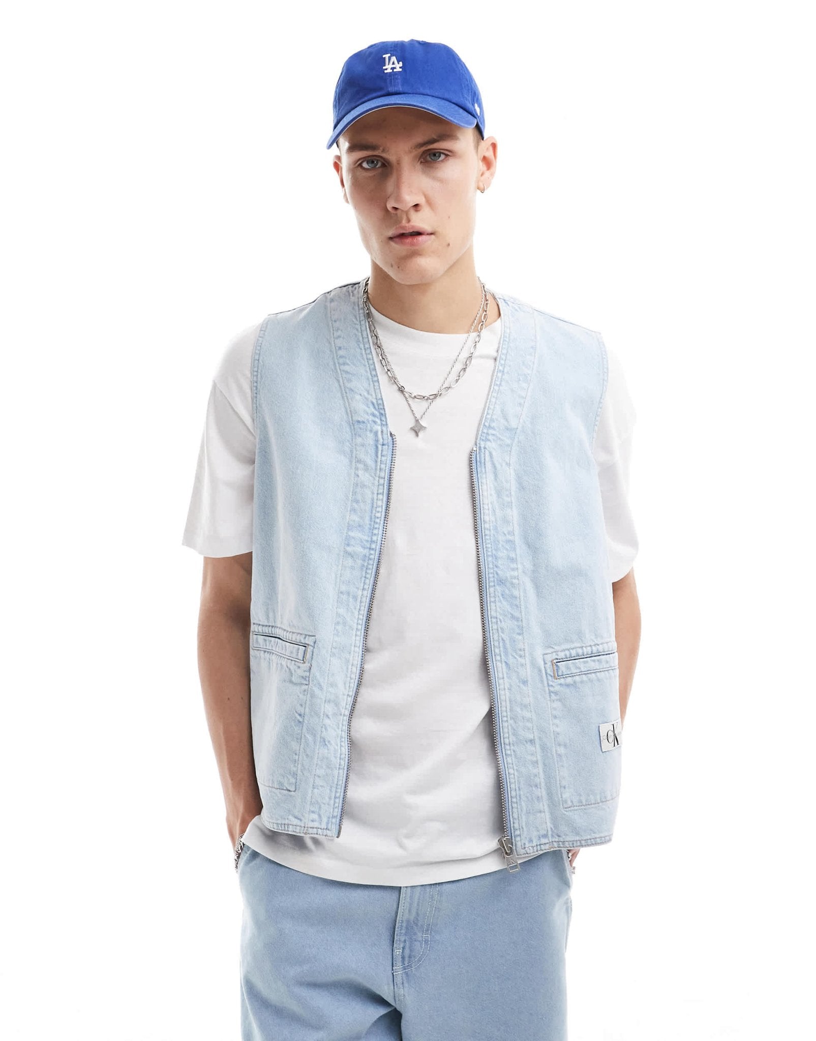 Calvin Klein Jeans denim vest in light wash - ASOS Sample Sale EU Store