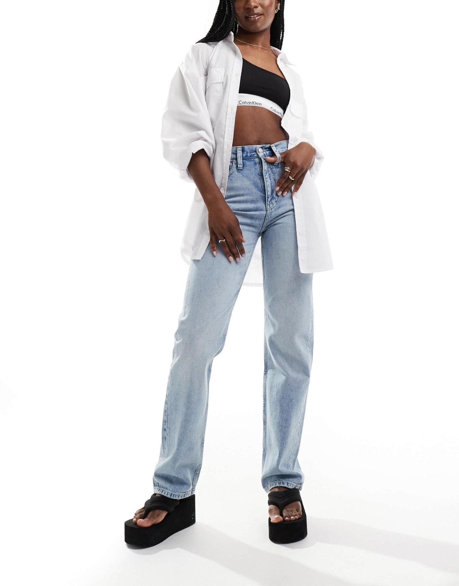 Calvin Klein Jeans high rise straight jeans in light wash - ASOS Sample Sale EU Store