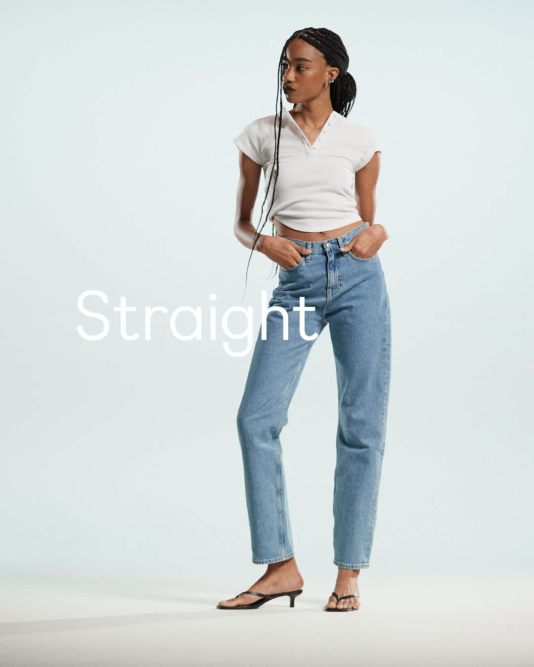 Calvin Klein Jeans high rise straight jeans in mid wash - ASOS Sample Sale EU Store