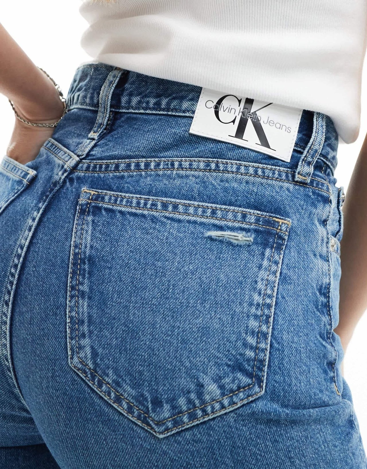 Calvin Klein Jeans high rise straight jeans in mid wash - ASOS Sample Sale EU Store
