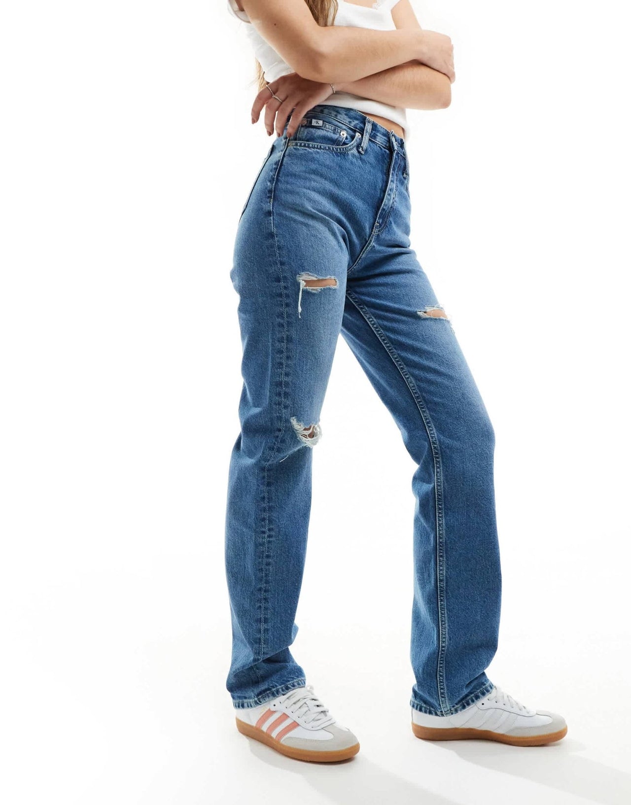 Calvin Klein Jeans high rise straight jeans in mid wash - ASOS Sample Sale EU Store