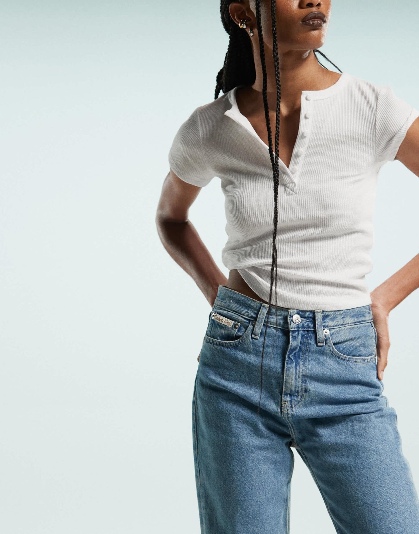 Calvin Klein Jeans high rise straight jeans in mid wash - ASOS Sample Sale EU Store