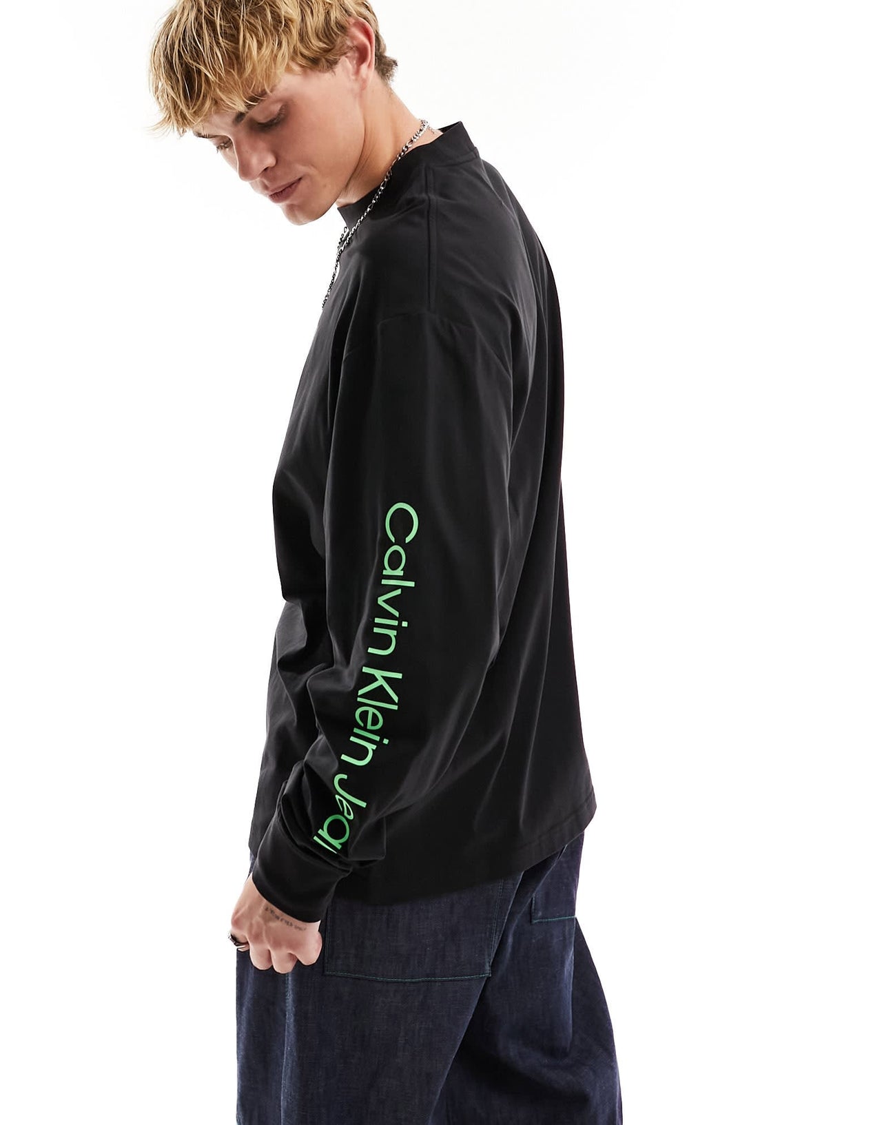 Calvin Klein Jeans hyper real landscape long sleeve t-shirt in multi - ASOS Sample Sale EU Store