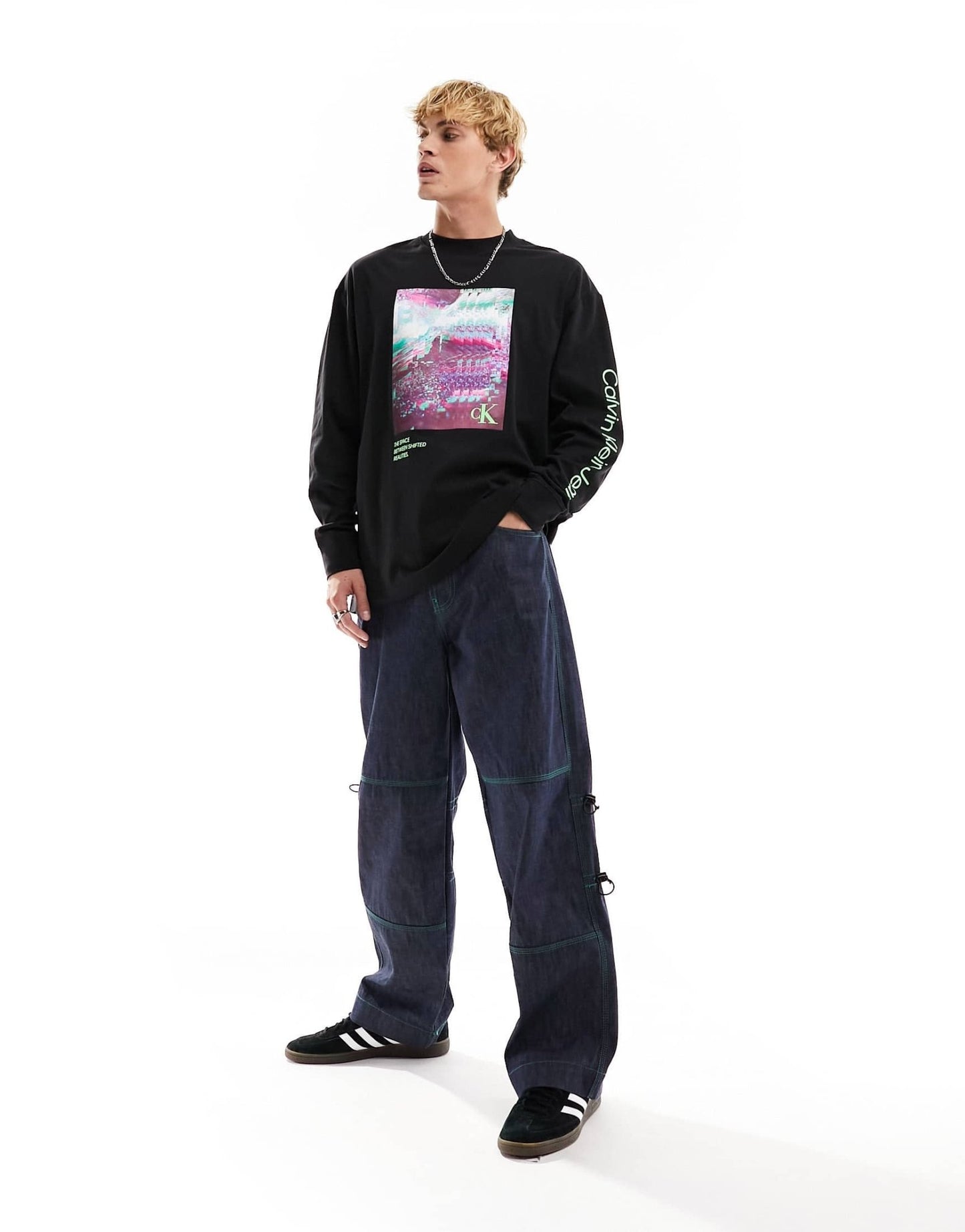 Calvin Klein Jeans hyper real landscape long sleeve t-shirt in multi - ASOS Sample Sale EU Store