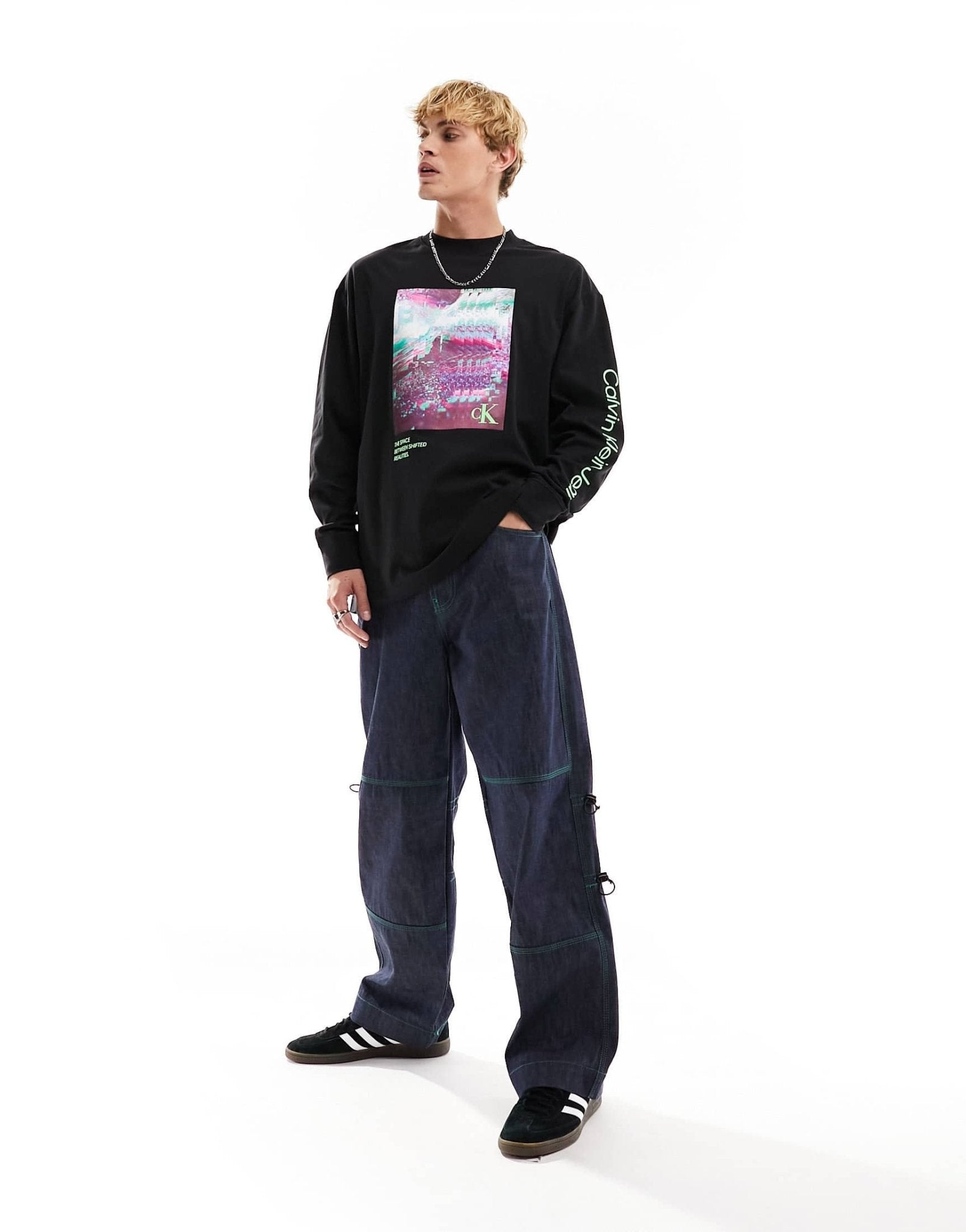 Calvin Klein Jeans hyper real landscape long sleeve t-shirt in multi - ASOS Sample Sale EU Store