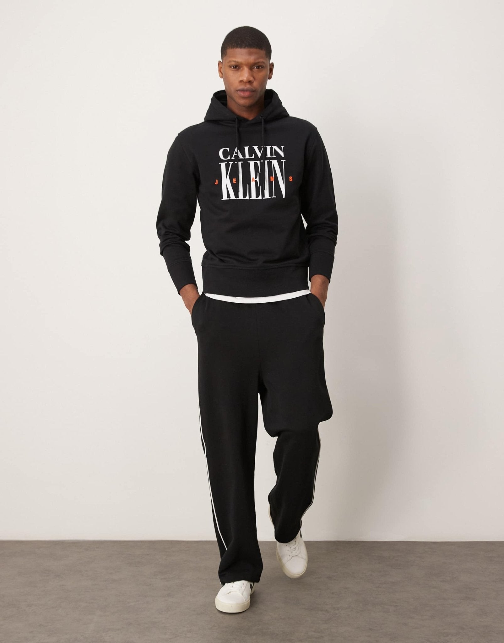 Calvin Klein Jeans large logo graphic hoodie in black - ASOS Sample Sale EU Store