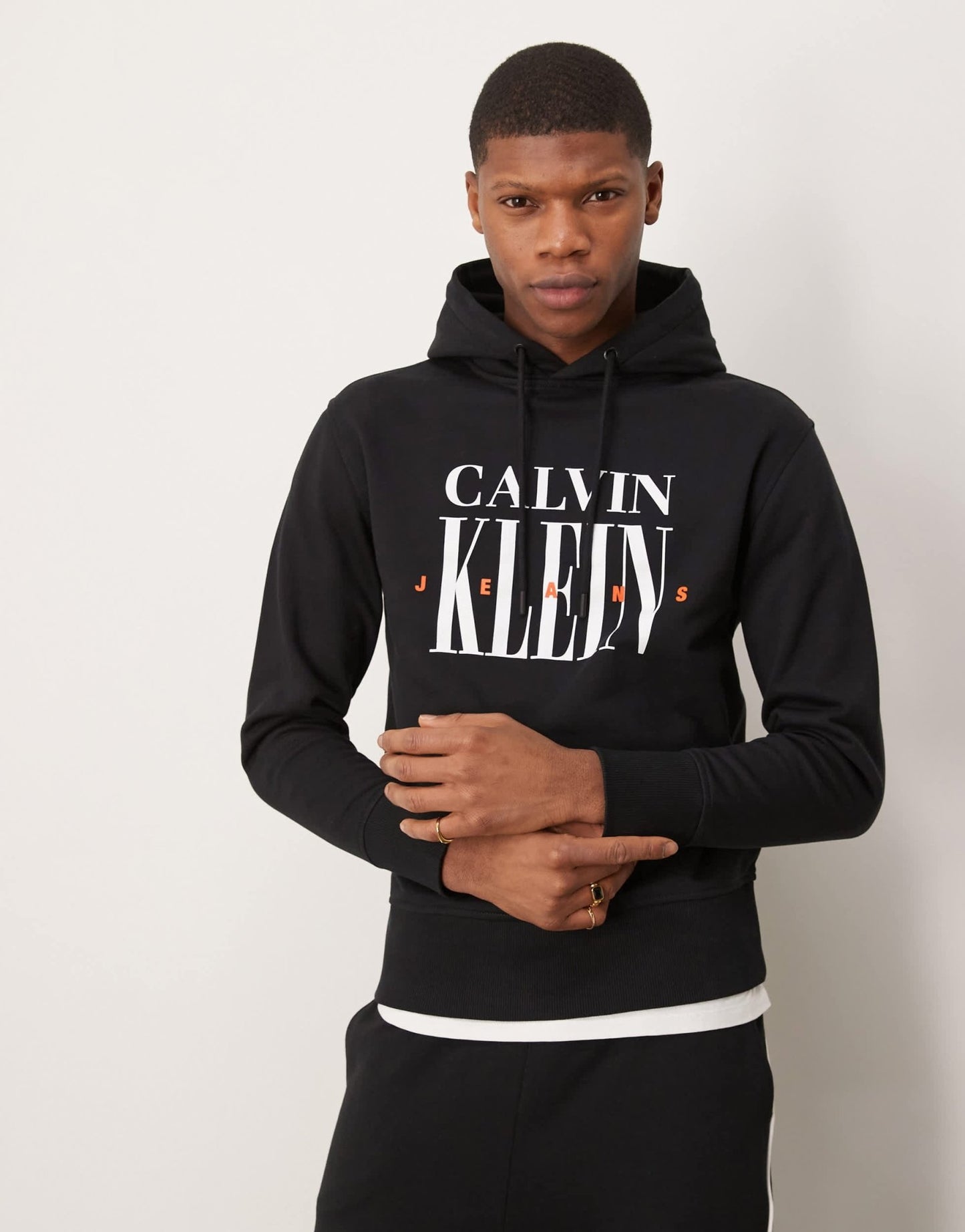 Calvin Klein Jeans large logo graphic hoodie in black - ASOS Sample Sale EU Store