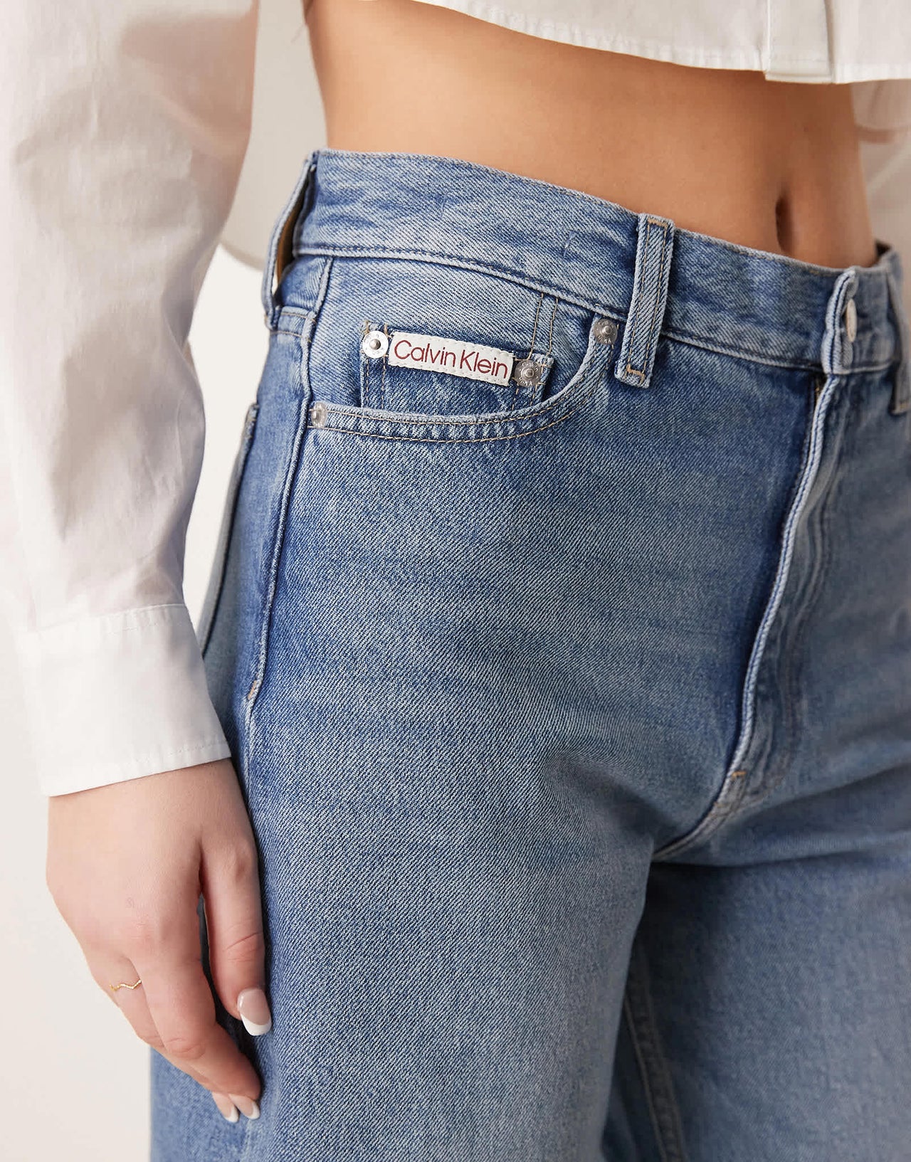 Calvin Klein Jeans longer bermuda jorts in light wash - ASOS Sample Sale EU Store