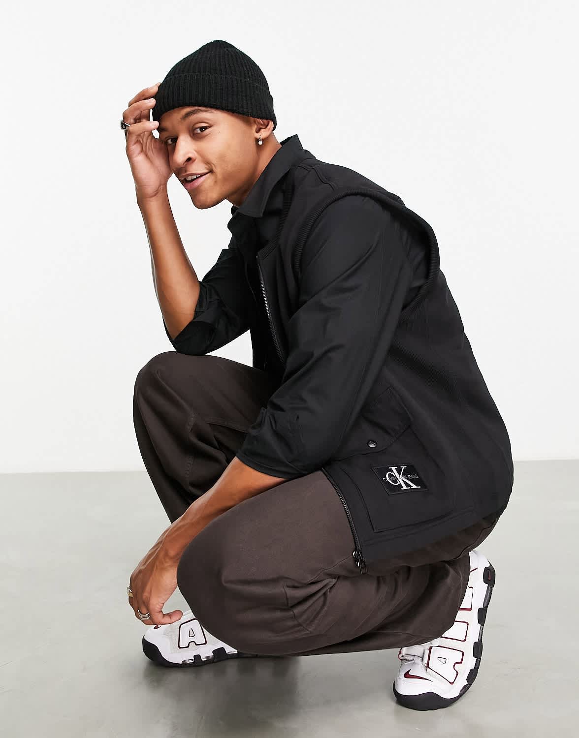 Calvin Klein Jeans monogram logo gilet in black - ASOS Sample Sale EU Store