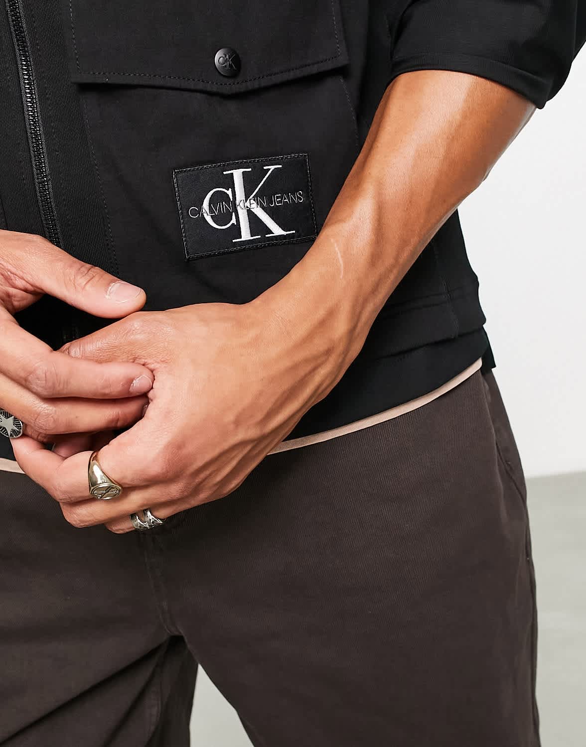 Calvin Klein Jeans monogram logo gilet in black - ASOS Sample Sale EU Store