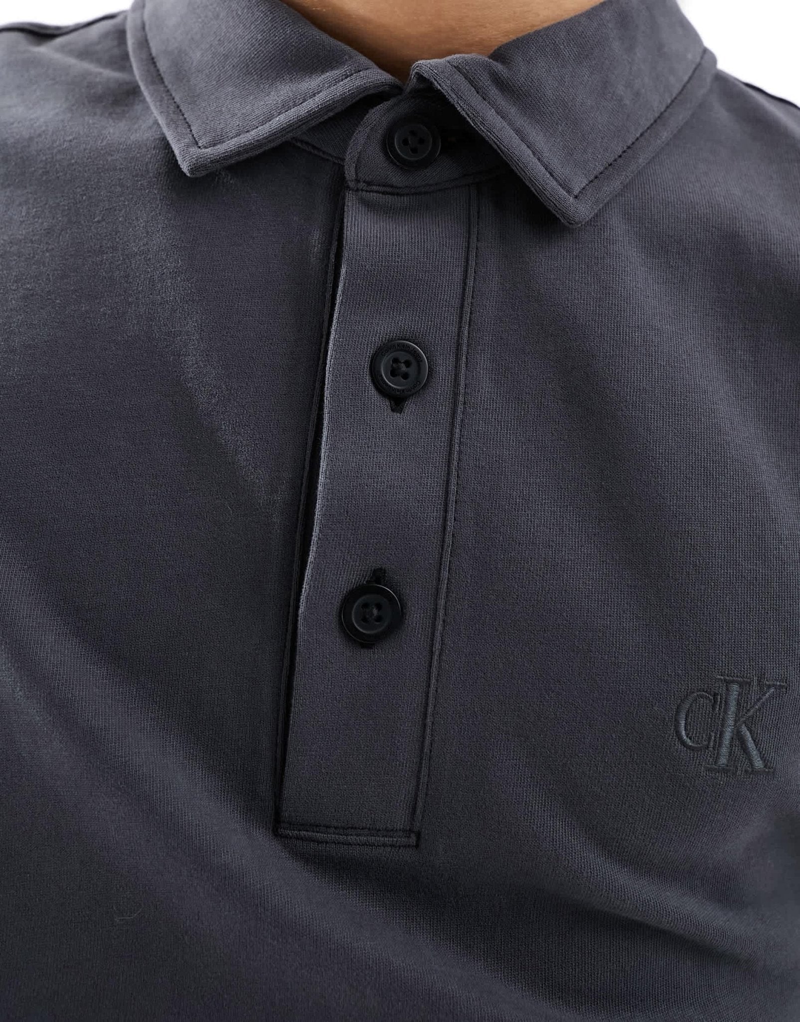 Calvin Klein Jeans monogram logo long sleeve rugby polo shirt in black - ASOS Sample Sale EU Store