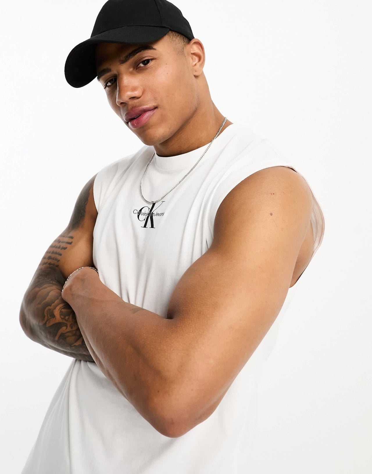 Calvin Klein Jeans monogram logo sleeveless vest in white - ASOS Sample Sale EU Store