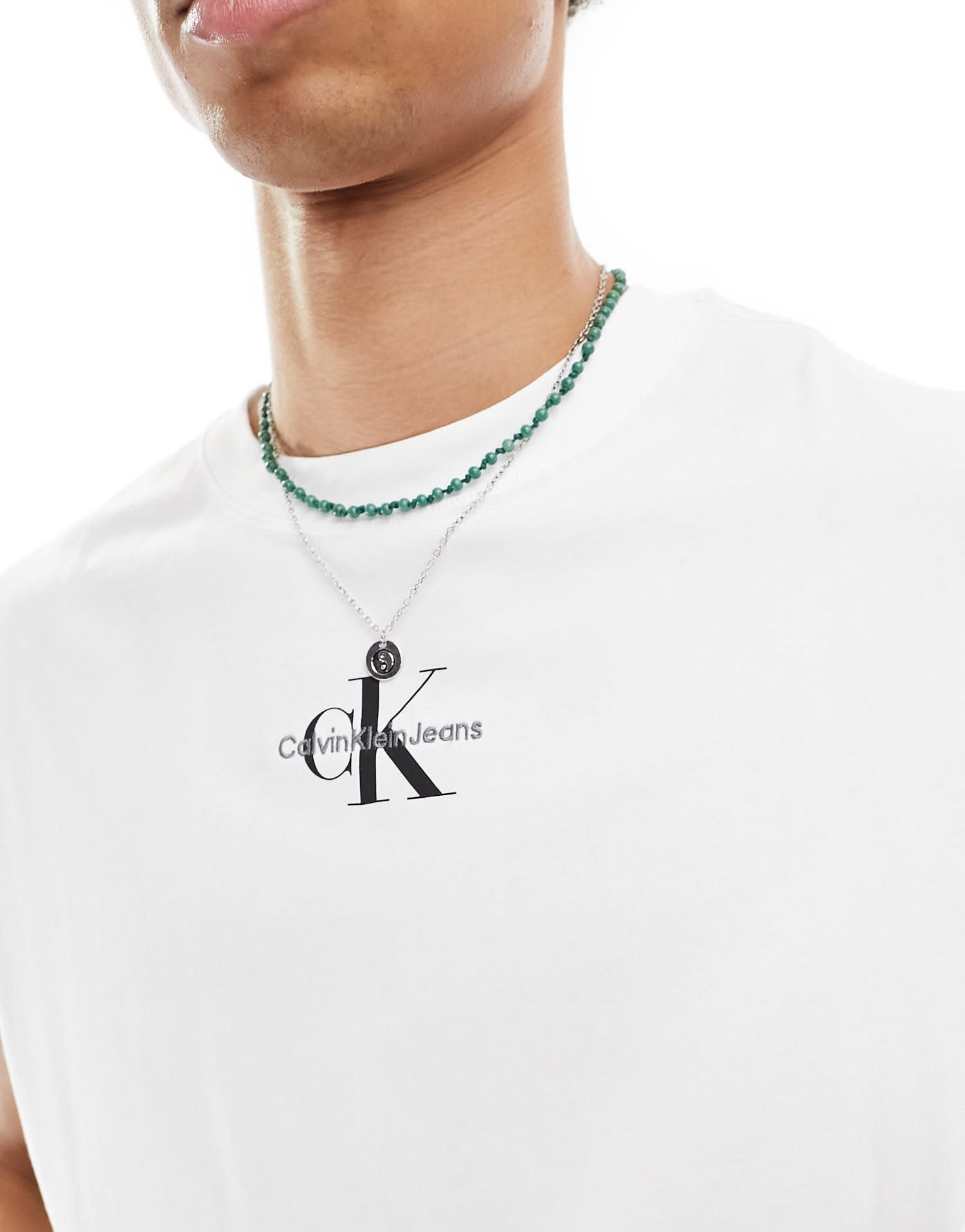 Calvin Klein Jeans monologo sleeveless t-shirt in white - ASOS Sample Sale EU Store