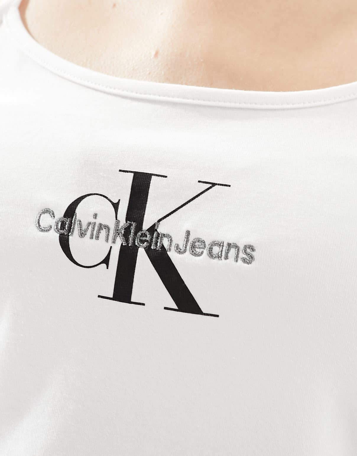 Calvin Klein Jeans monologo strappy tank top in white - ASOS Sample Sale EU Store