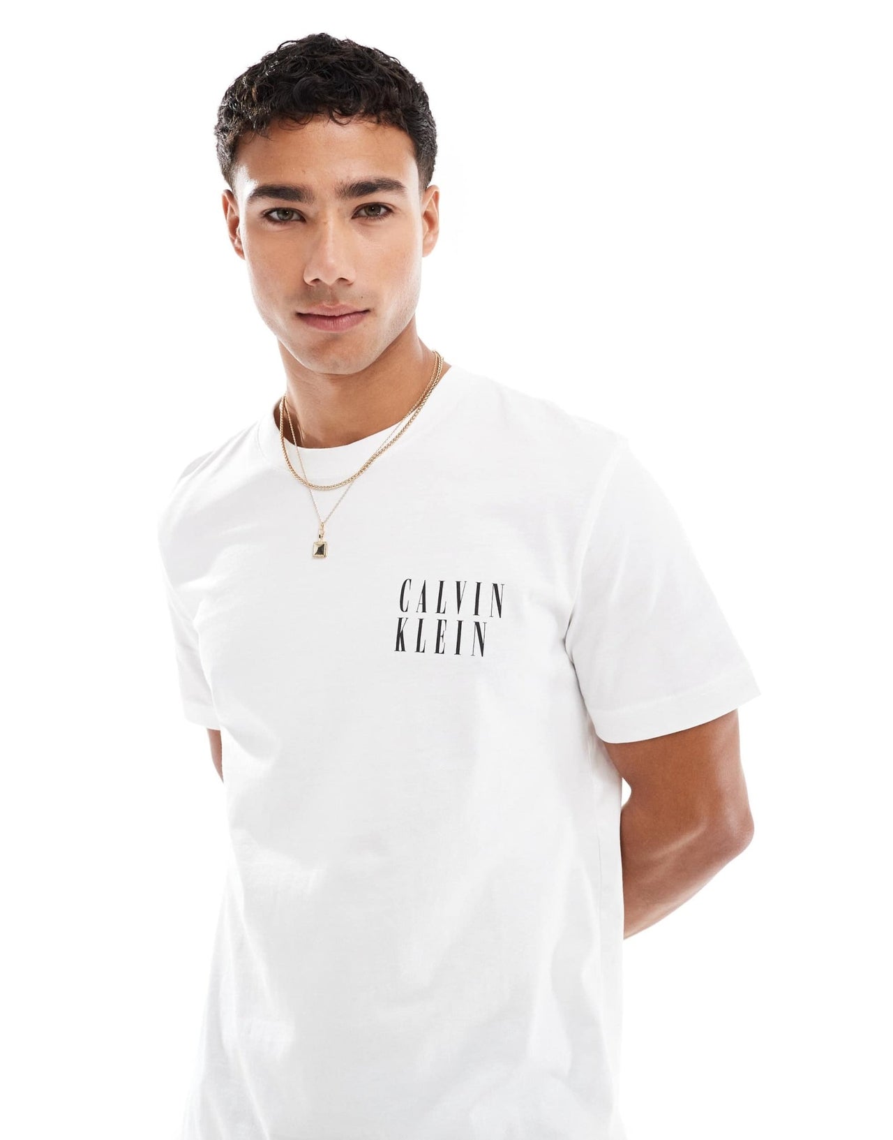 Calvin Klein Jeans ombre box back print t-shirt in white - ASOS Sample Sale EU Store