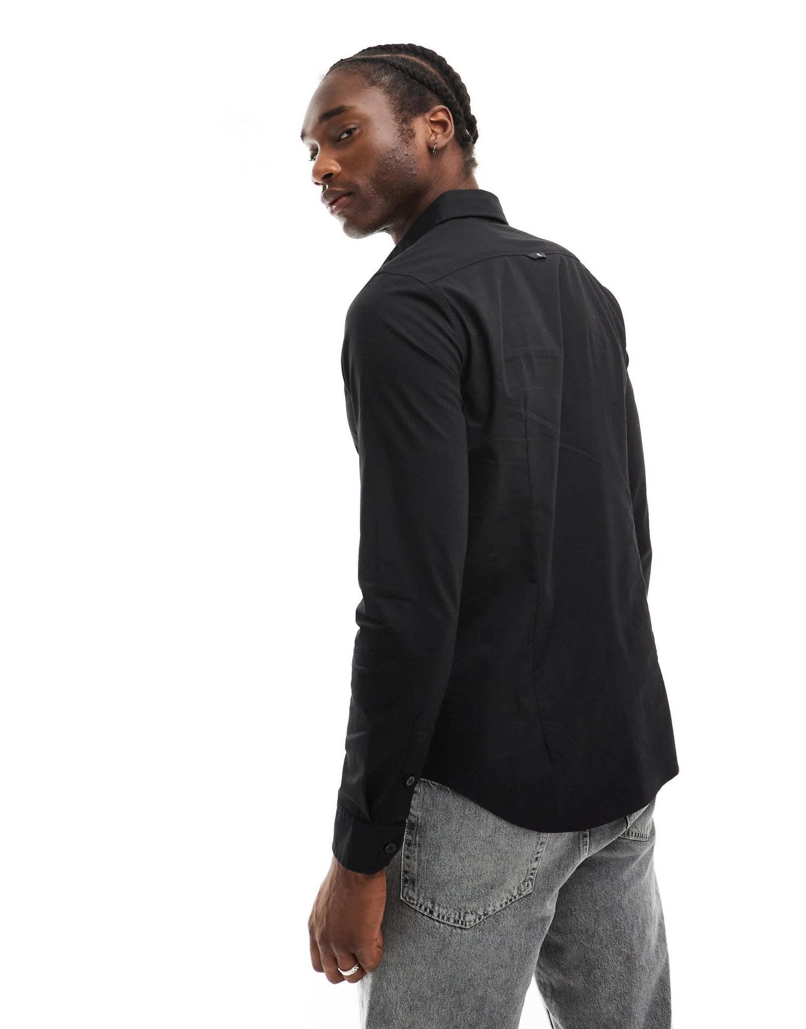 Calvin Klein Jeans slim stretch shirt in black - ASOS Sample Sale EU Store