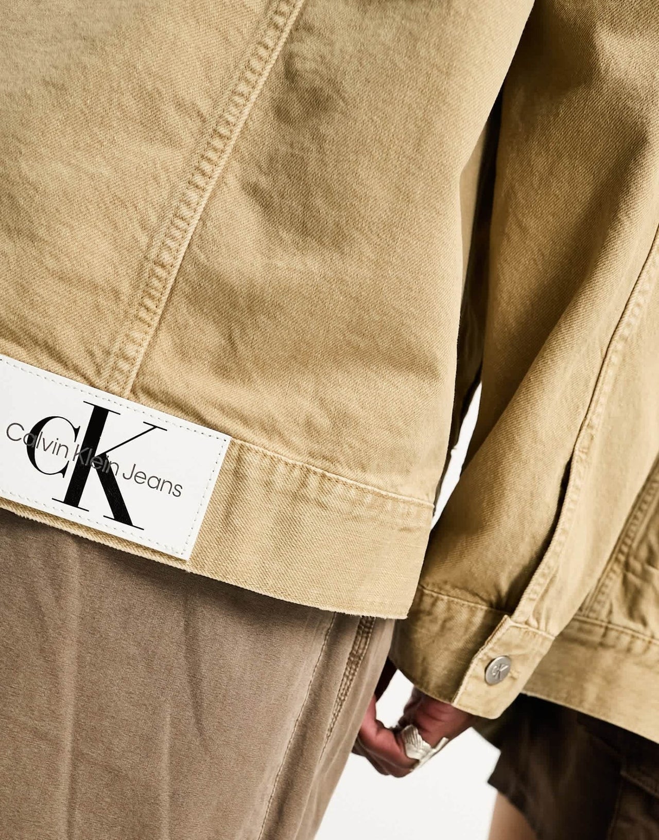 Calvin Klein Jeans Unisex extreme oversized denim jacket in beige - exclusive to ASOS - ASOS Sample Sale EU Store