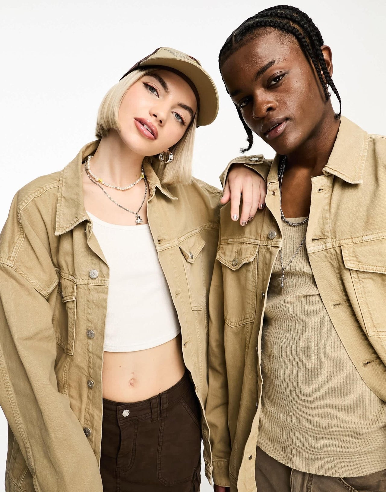 Calvin Klein Jeans Unisex extreme oversized denim jacket in beige - exclusive to ASOS - ASOS Sample Sale EU Store