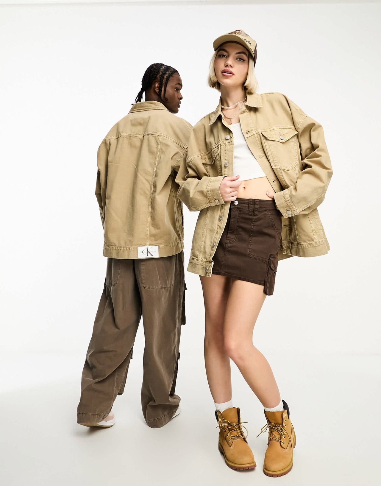 Calvin Klein Jeans Unisex extreme oversized denim jacket in beige - exclusive to ASOS - ASOS Sample Sale EU Store