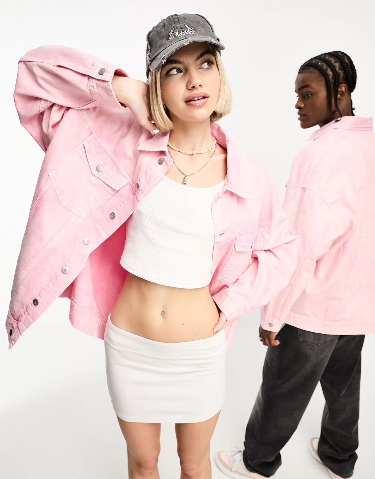 Calvin Klein Jeans Unisex oversized denim jacket in pink - exclusive to ASOS - ASOS Sample Sale EU Store