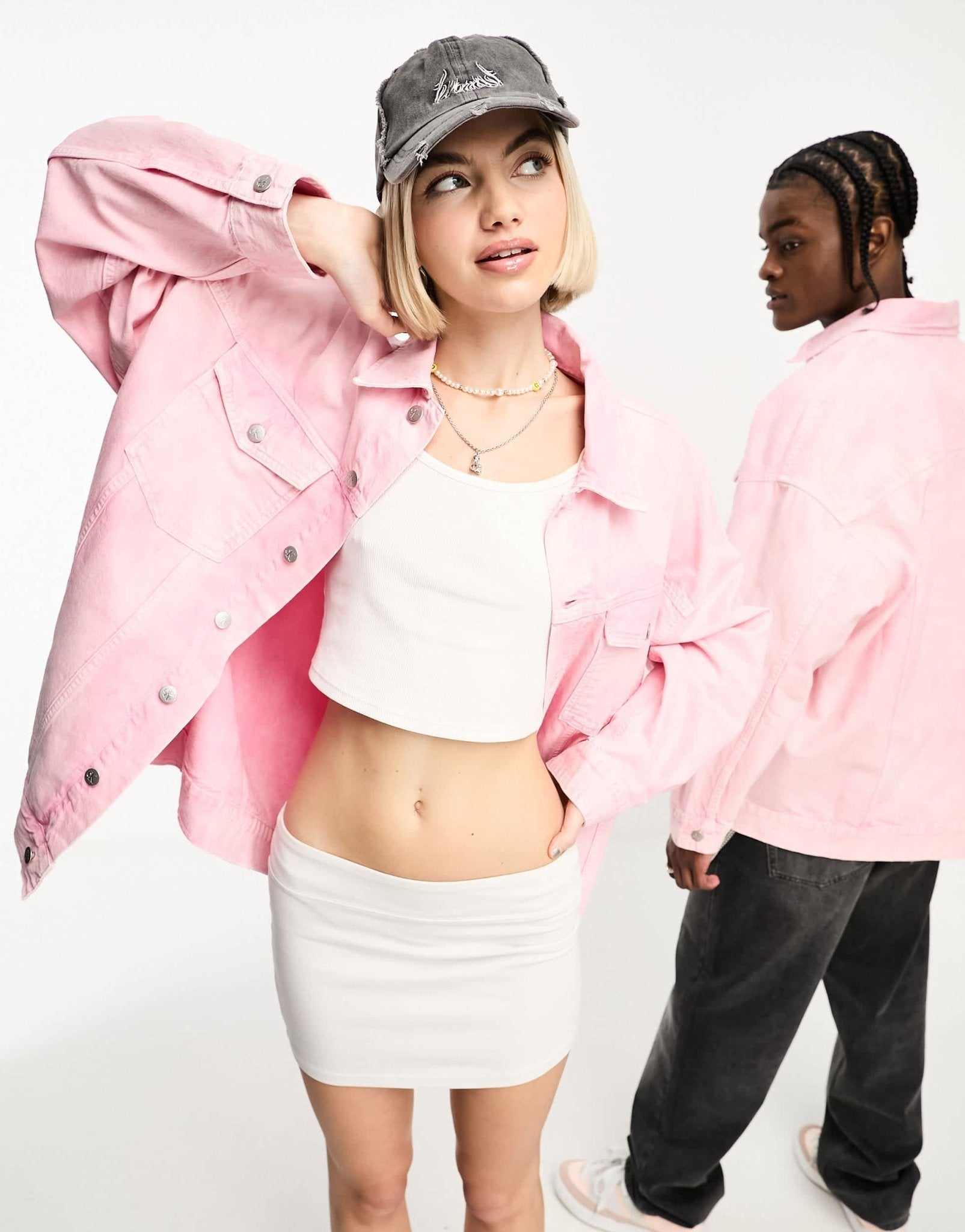 Calvin Klein Jeans Unisex oversized denim jacket in pink - exclusive to ASOS - ASOS Sample Sale EU Store