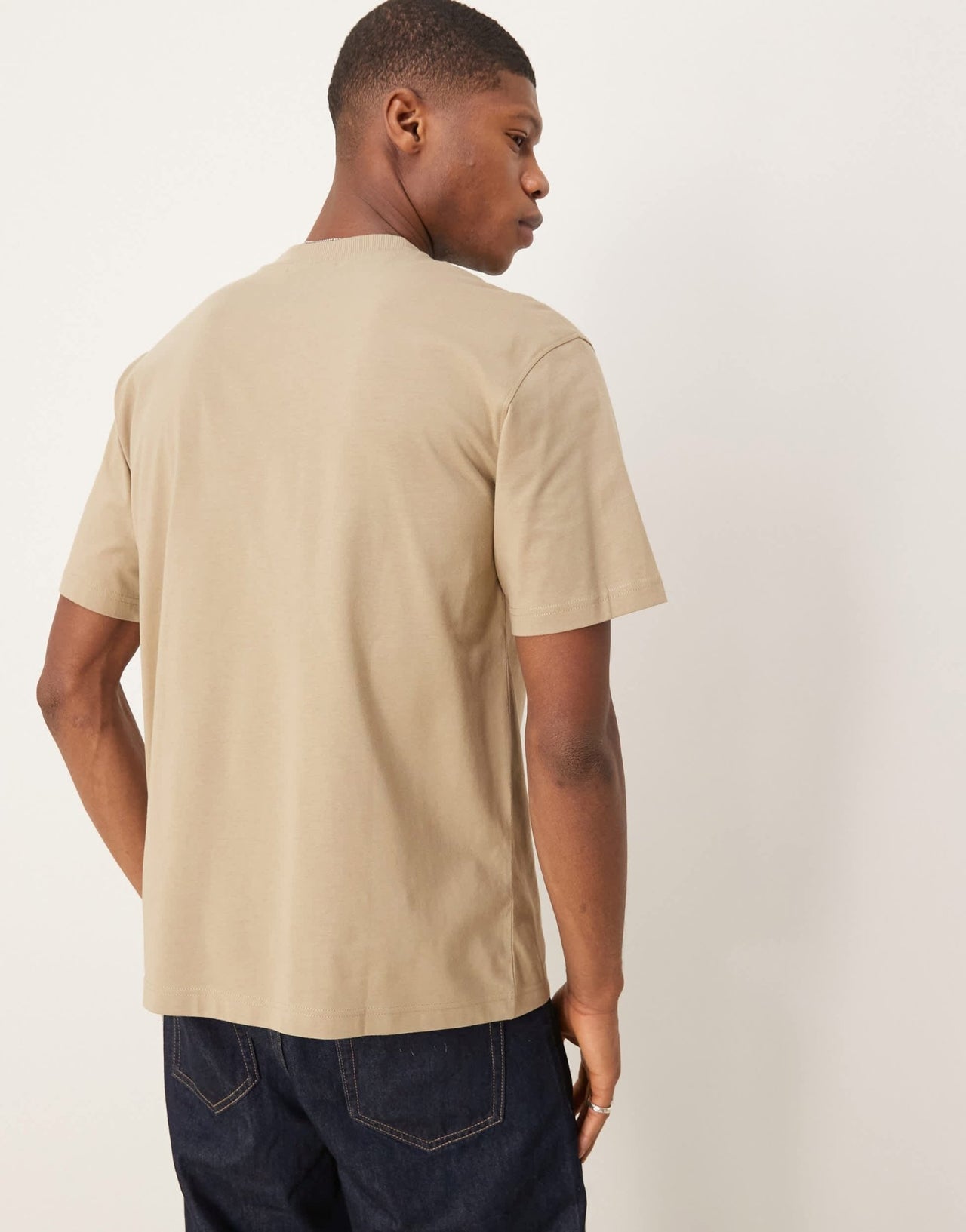 Calvin Klein Jeans woven patch logo t-shirt in stone - ASOS Sample Sale EU Store