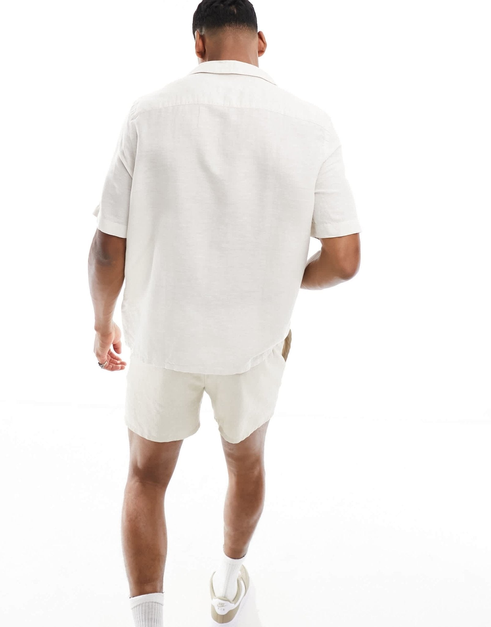 Calvin Klein linen cotton cuban short sleeve shirt in beige - ASOS Sample Sale EU Store